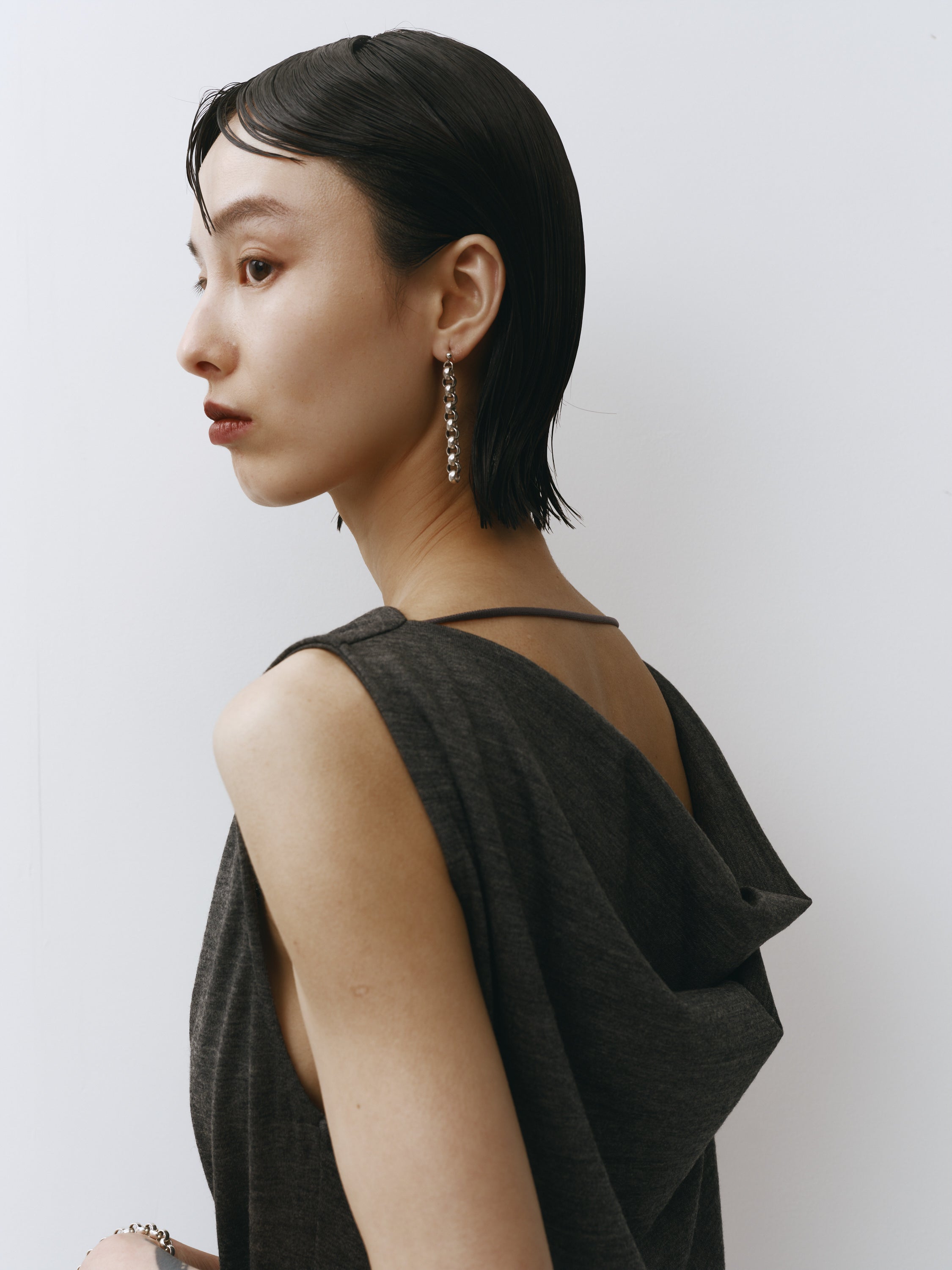 Drape Wool Sleeveless Tops(Top Gray)