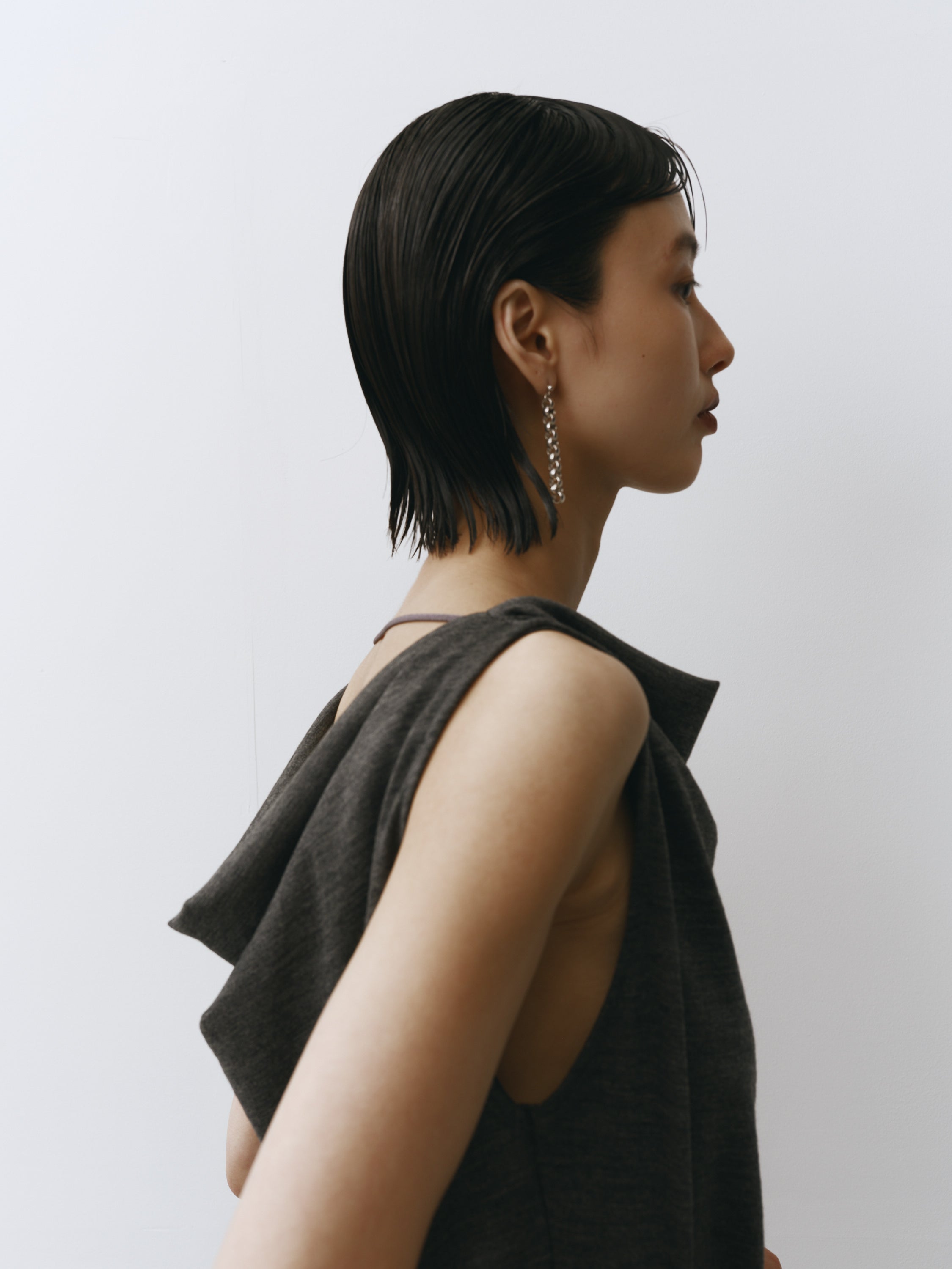 Drape Wool Sleeveless Tops(Top Gray)