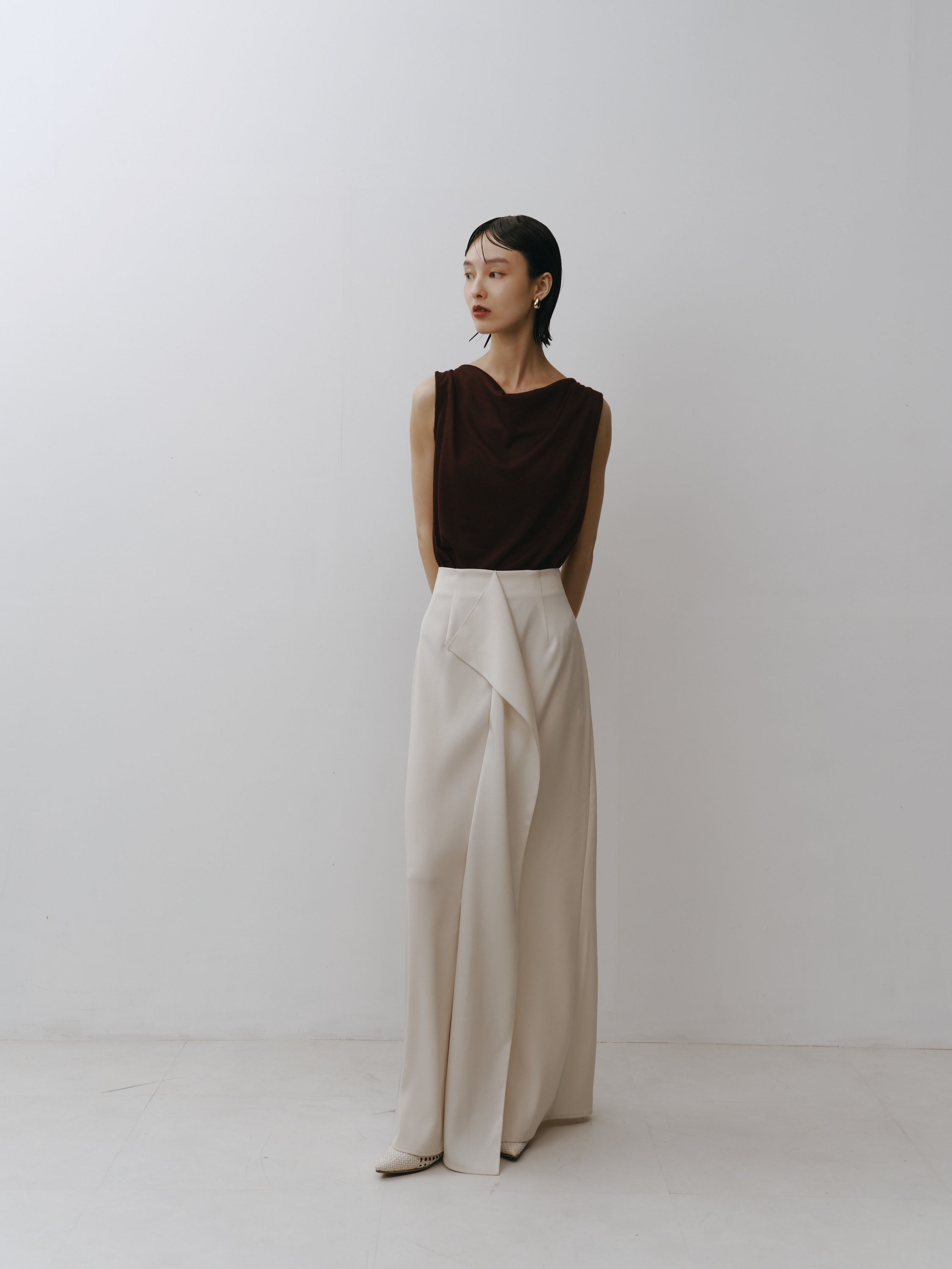 Drape Wool Sleeveless Tops(Burgundy)