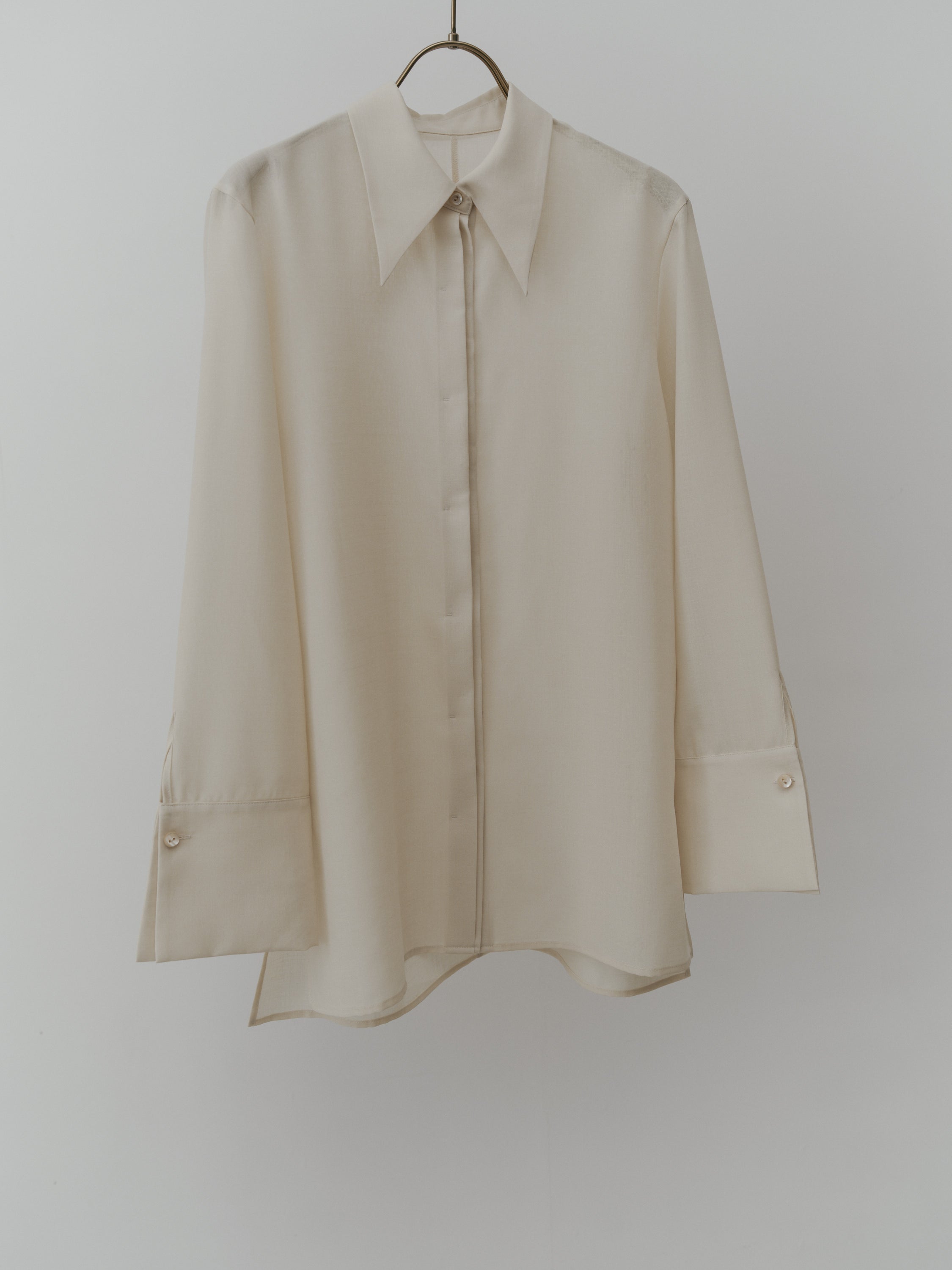 Triacetate Wool Sheer Voile Shirt(Grayish Ivory)