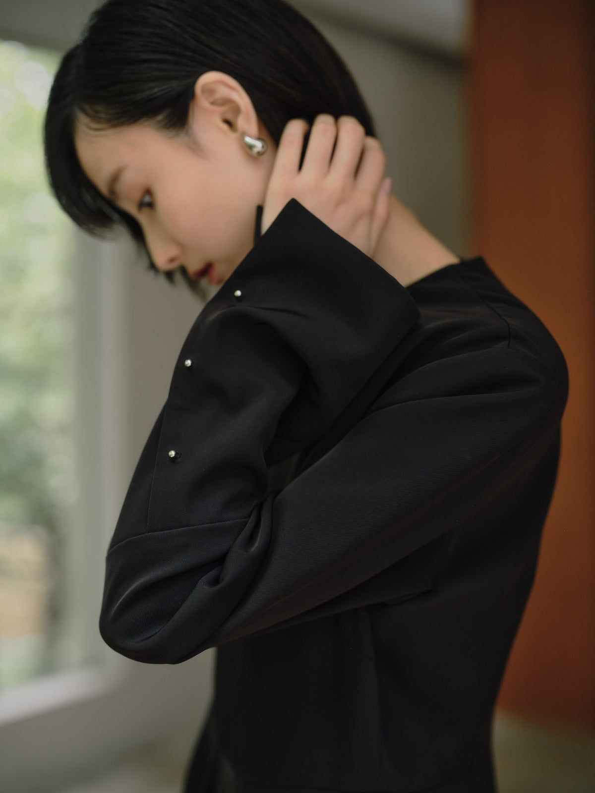 Deep Black Triacetate Twill Dress