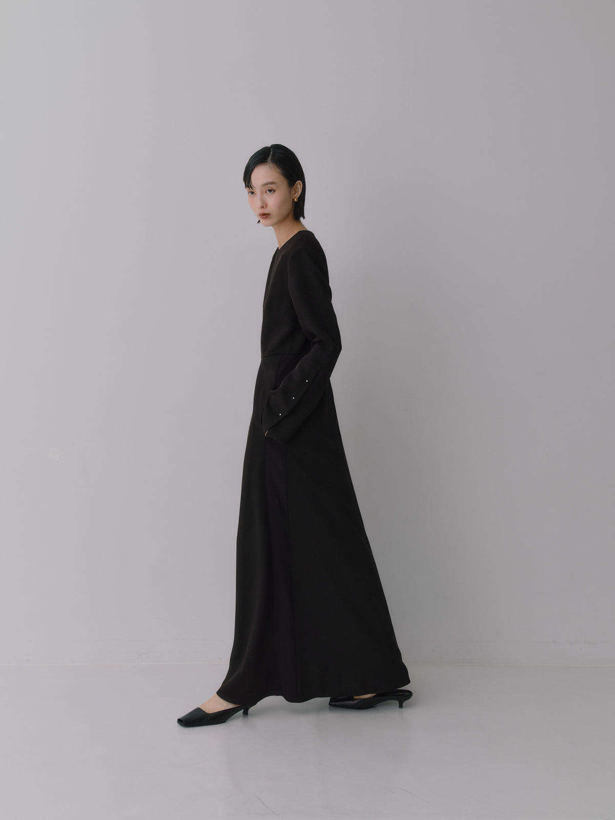 Deep Black Triacetate Twill Dress