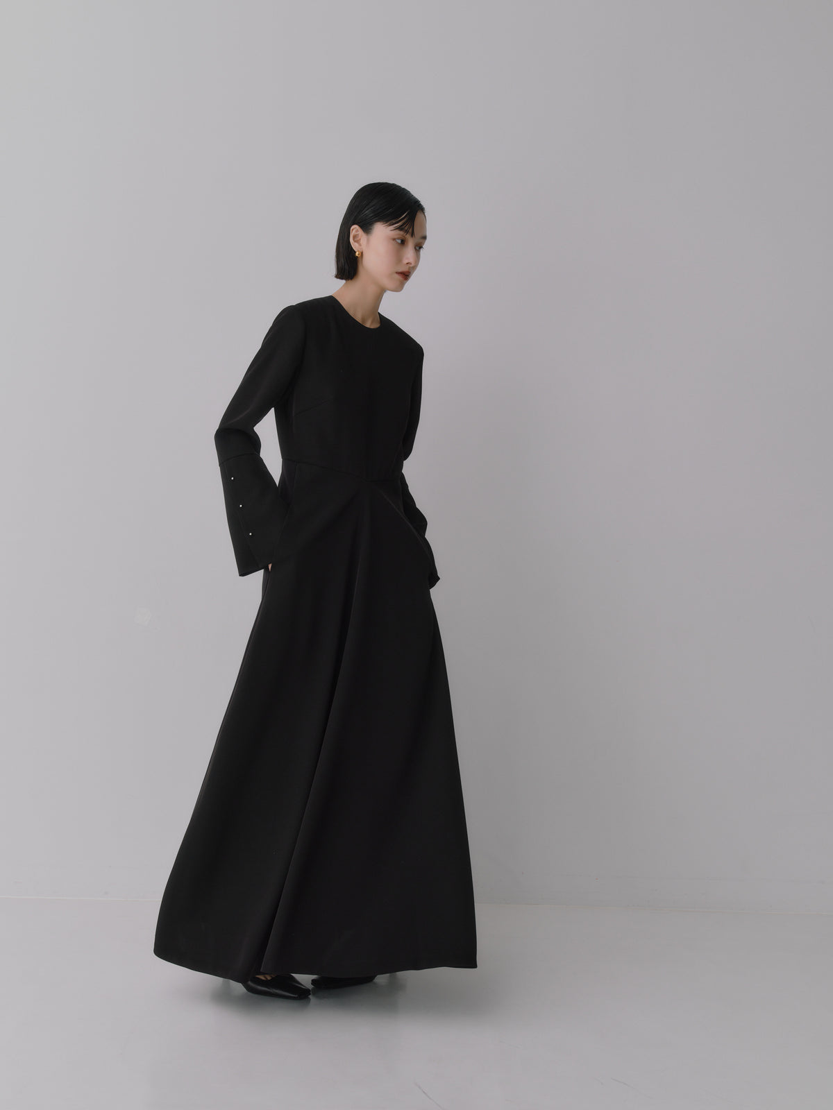 Deep Black Triacetate Twill Dress