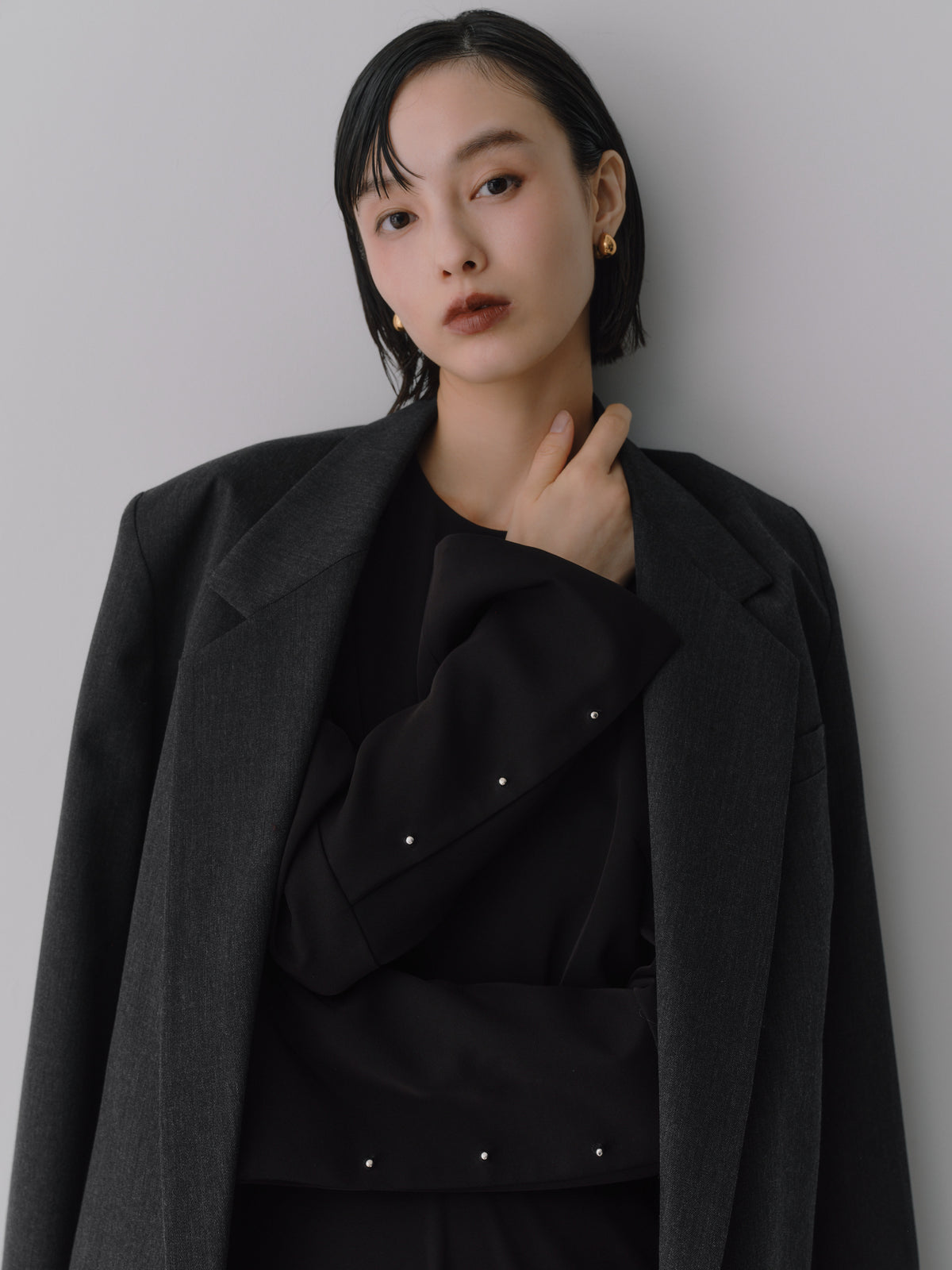 Deep Black Triacetate Twill Dress