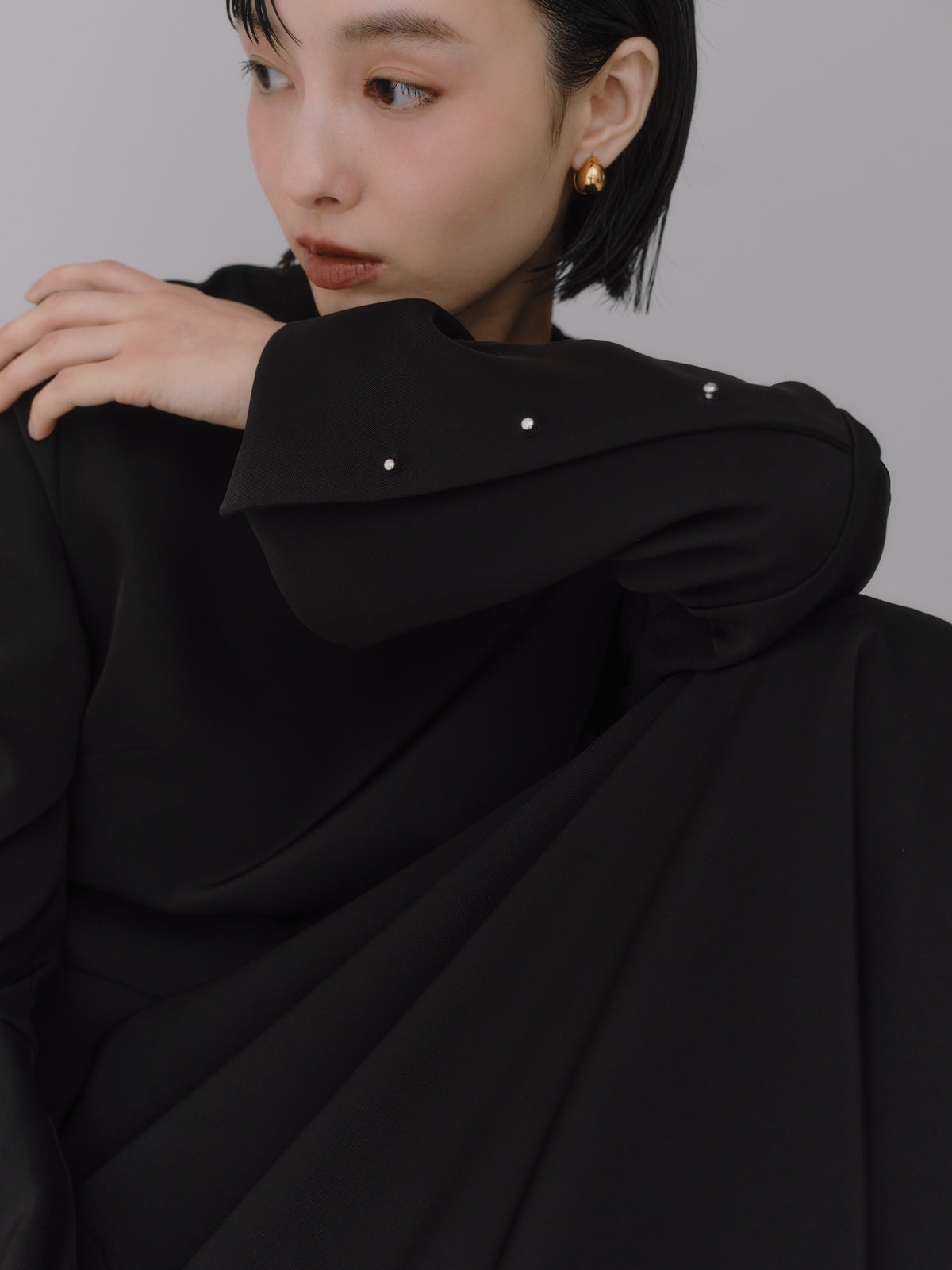 Deep Black Triacetate Twill Dress