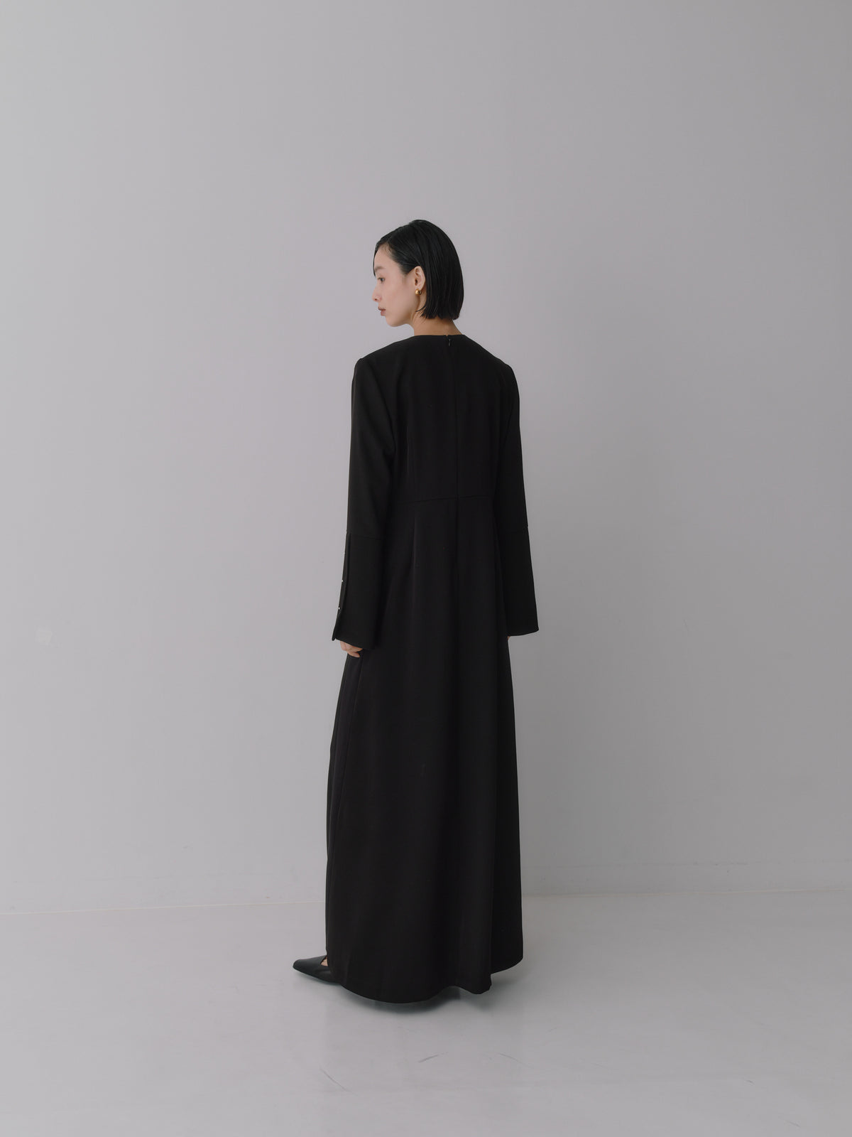 Deep Black Triacetate Twill Dress