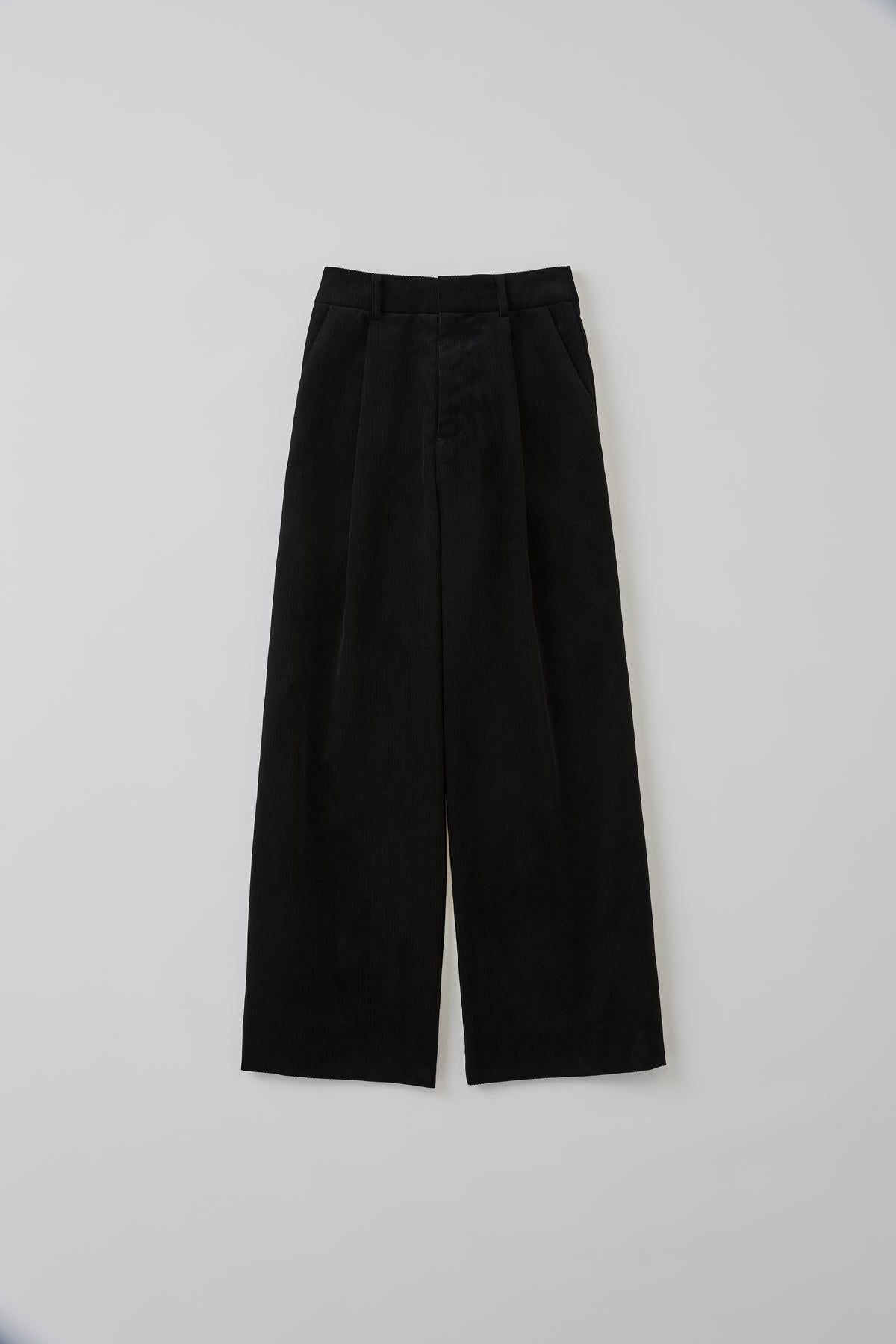 Corduroy Wide Straight Trousers/Brisbane Moss［Ink Black］