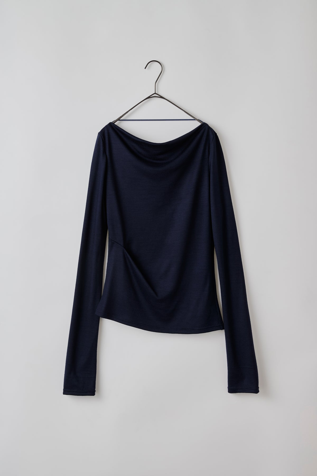 Wool Drape Long-Cuff Top／soft-drape［Violet Navy］