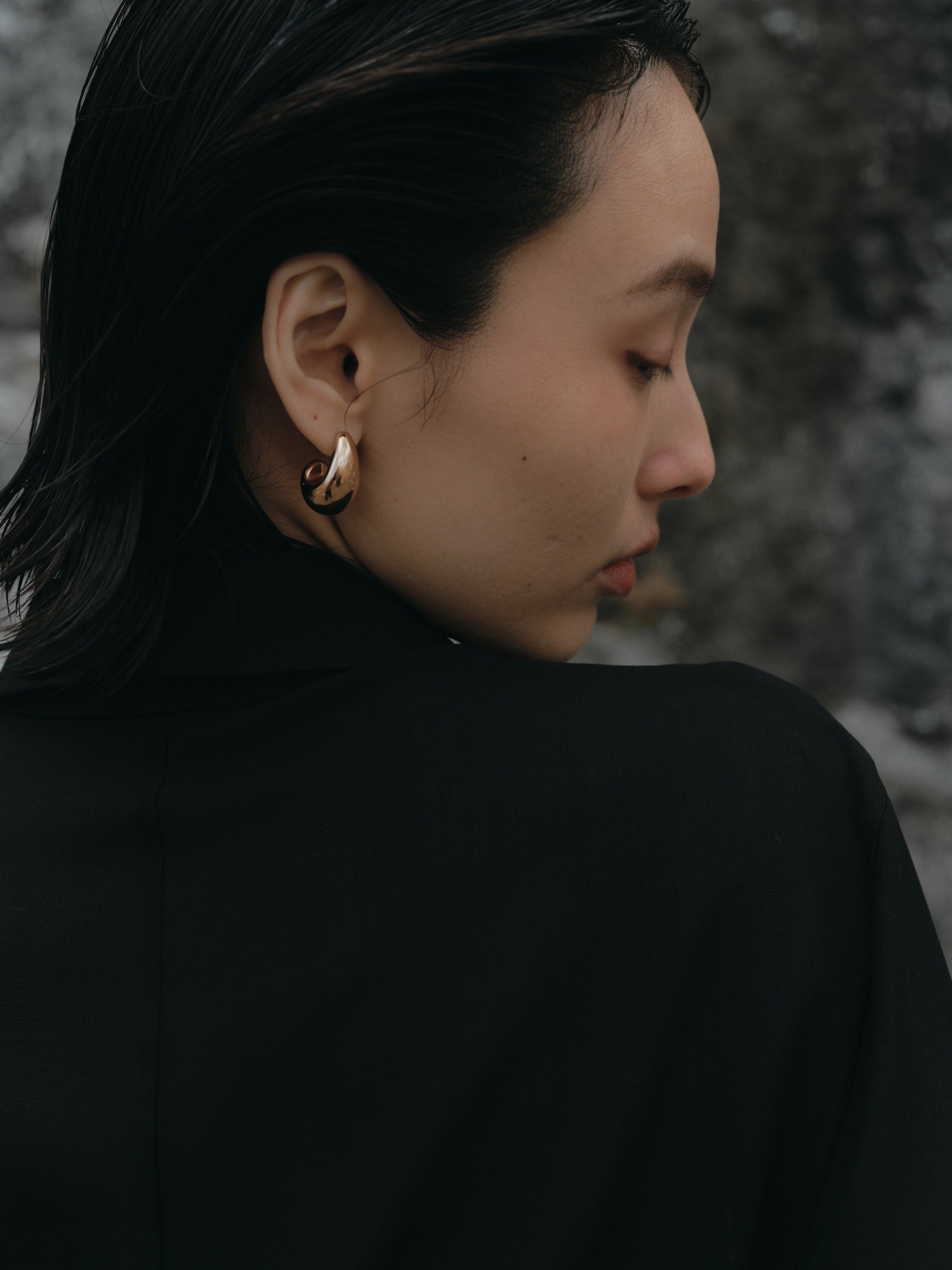 Triacetate Wool Sheer Voile Shirt(Black)