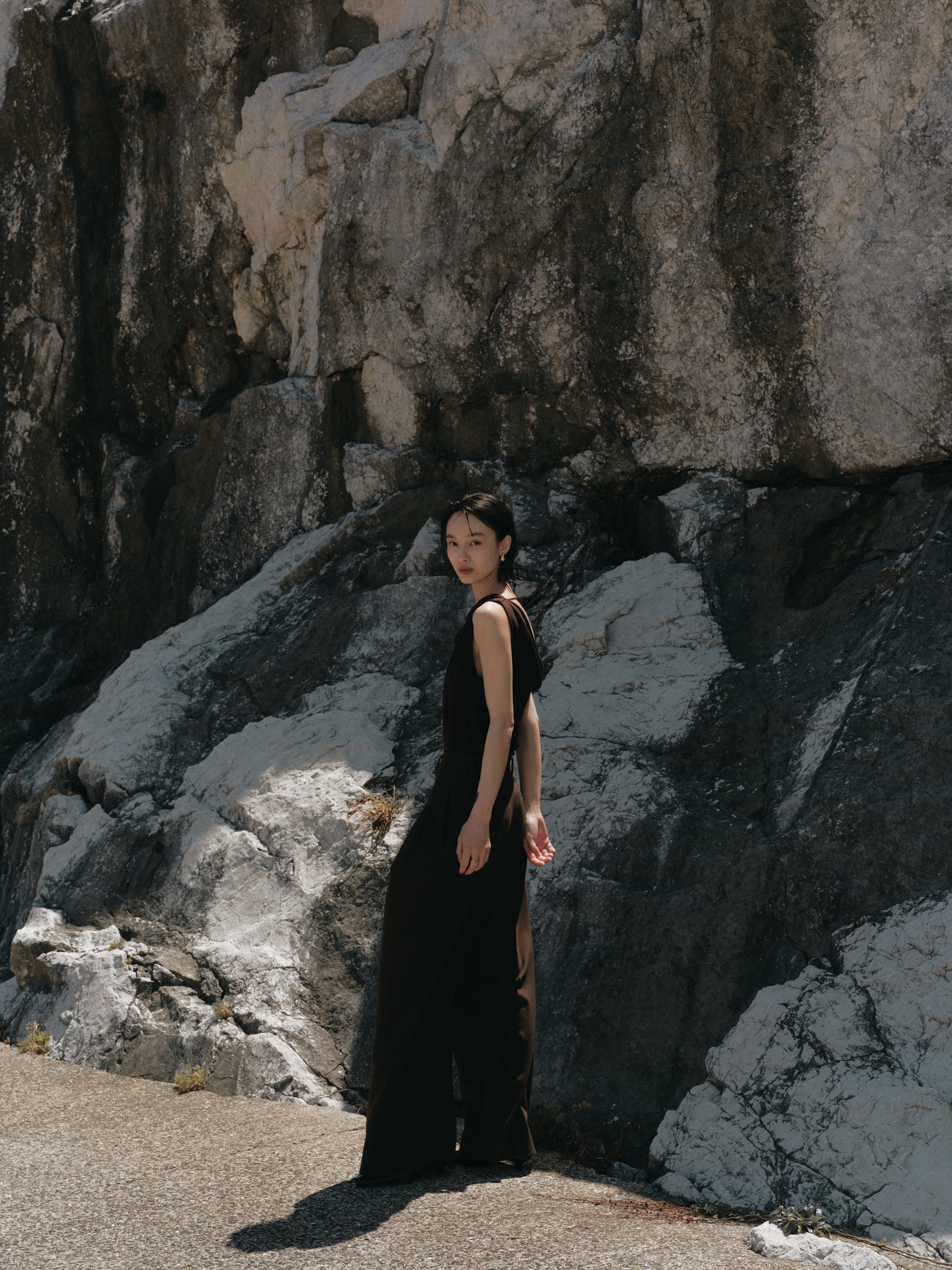 Drape Wool Sleeveless Tops(Burgundy)