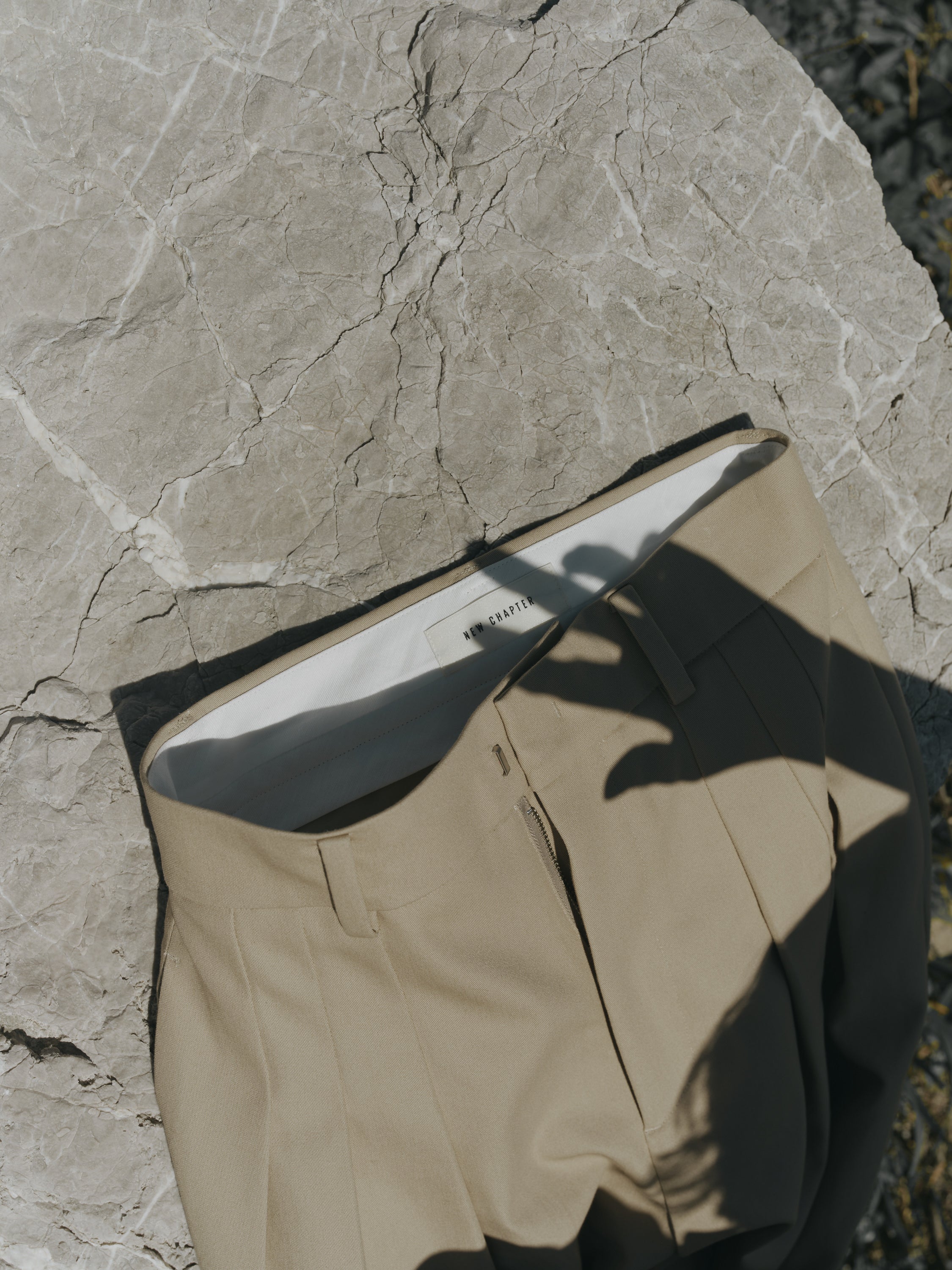 Cotton Three Tuck Wide Pants(Parchment Beige)