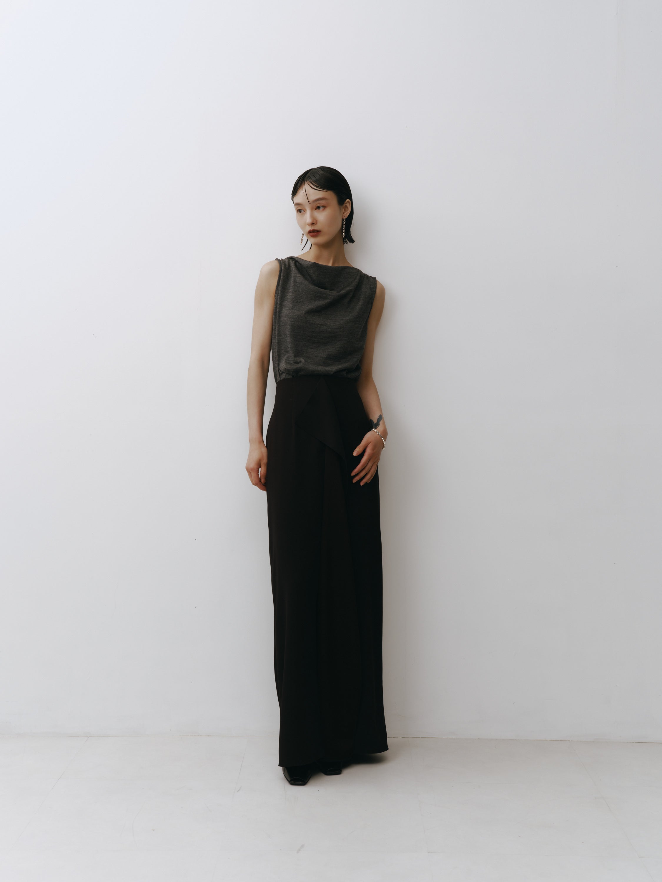 Drape Wool Sleeveless Tops(Top Gray)