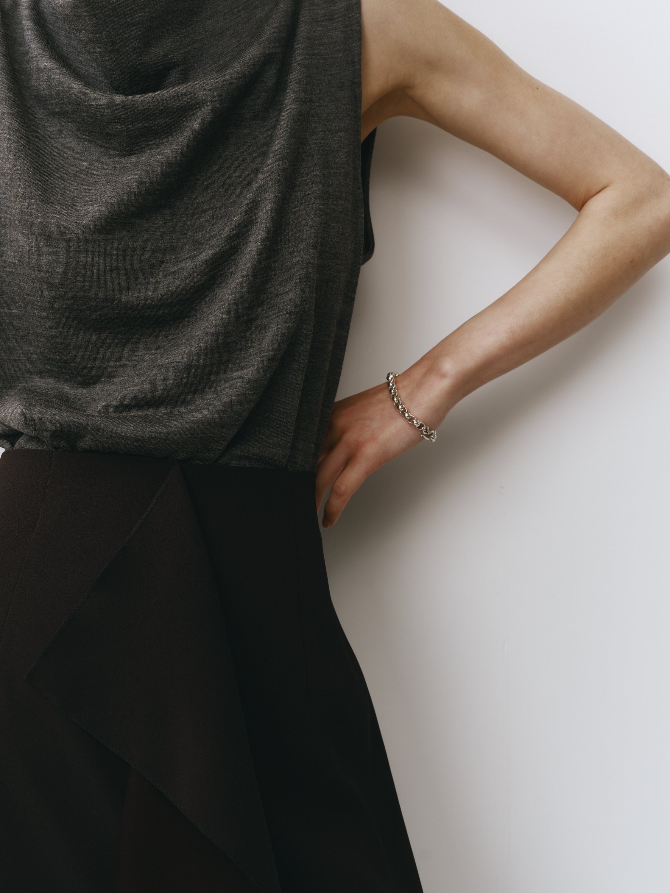 Drape Wool Sleeveless Tops(Top Gray)