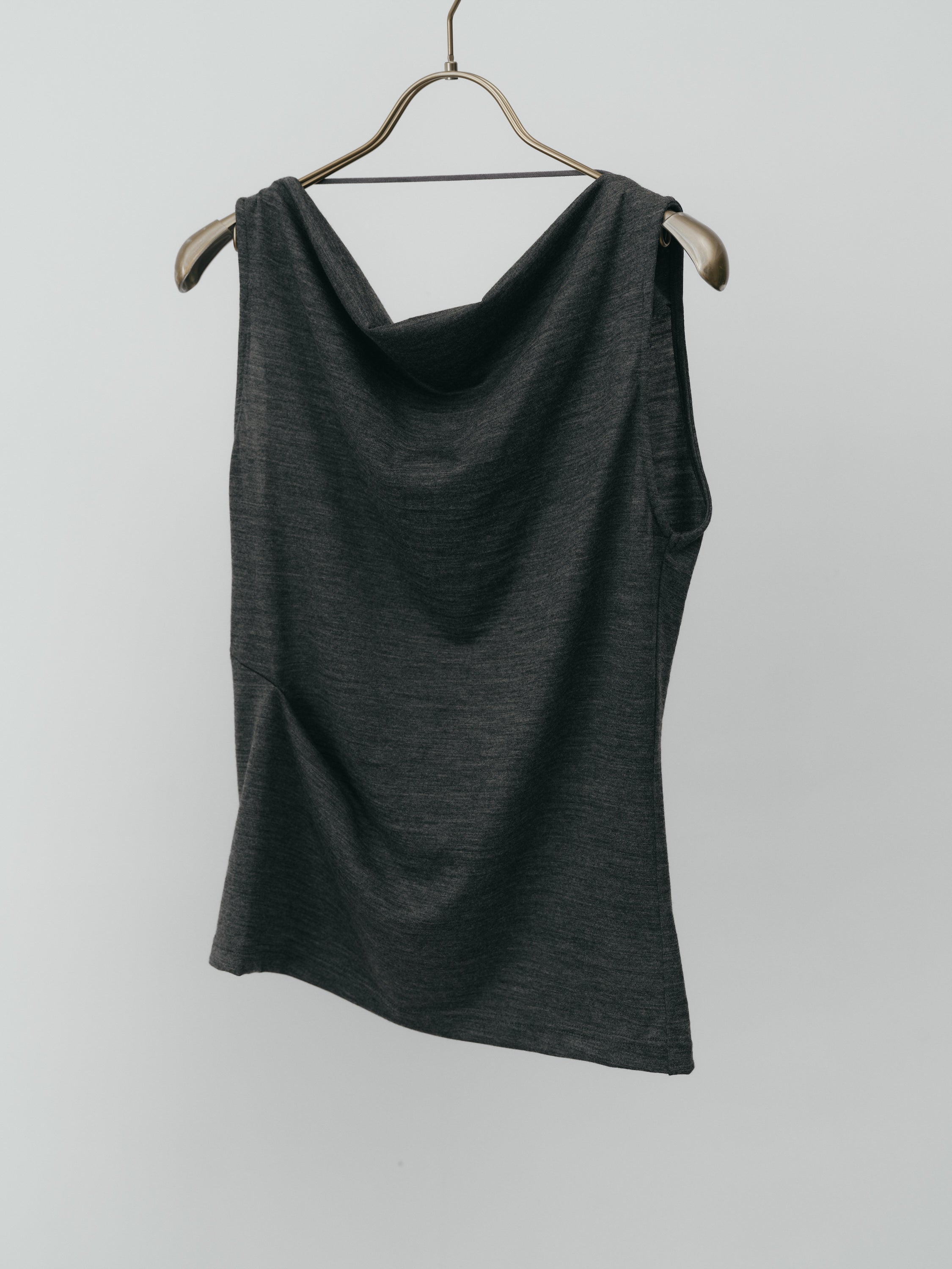 Drape Wool Sleeveless Tops(Top Gray)