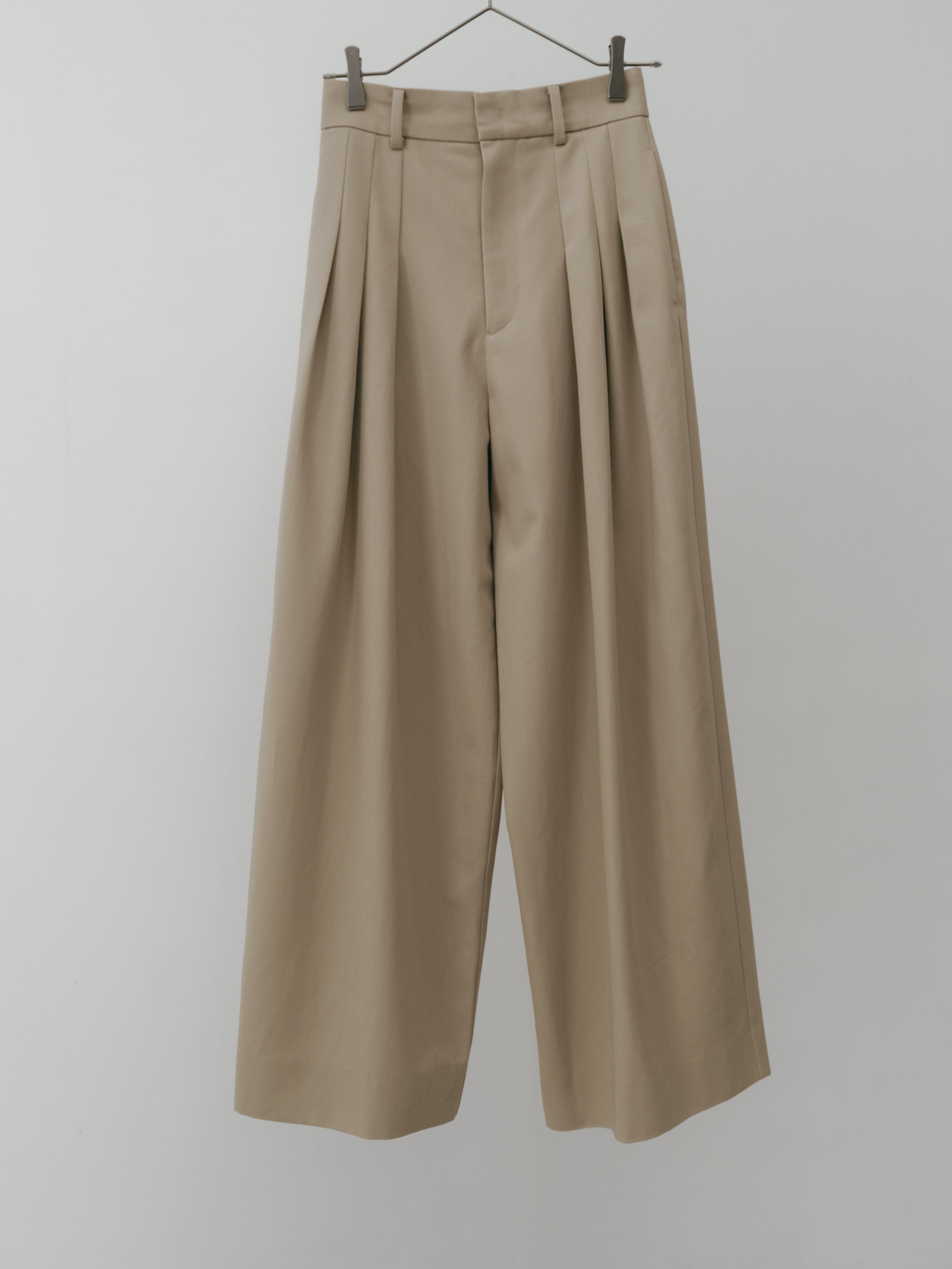 Cotton Three Tuck Wide Pants(Parchment Beige)