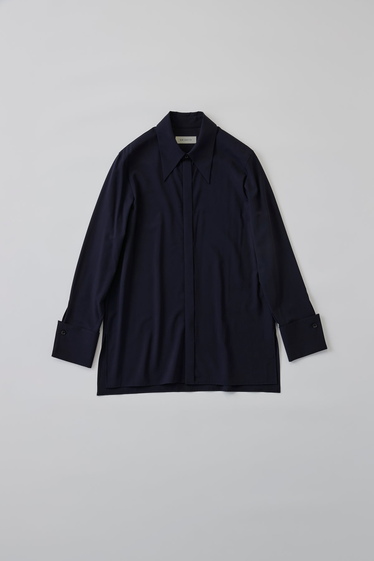 Silky Wool Dress Shirt［Navy］