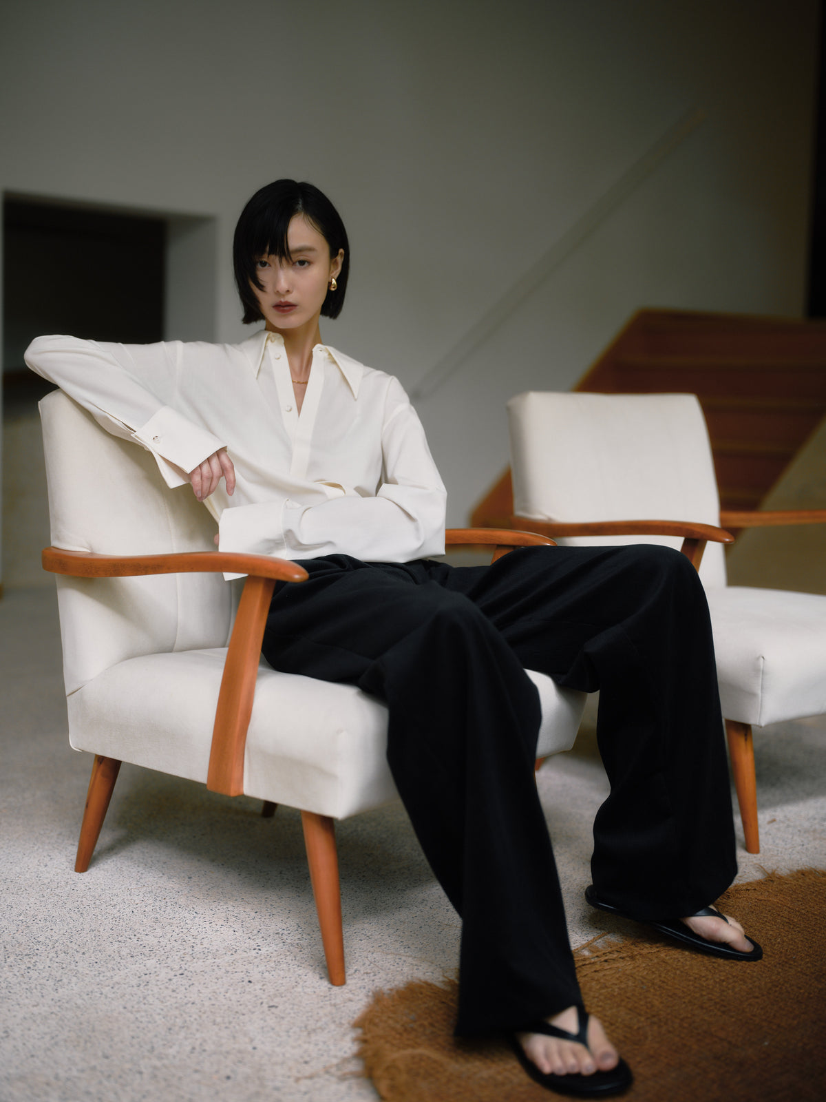Silky Wool Dress Shirt［Ecru Ivory］