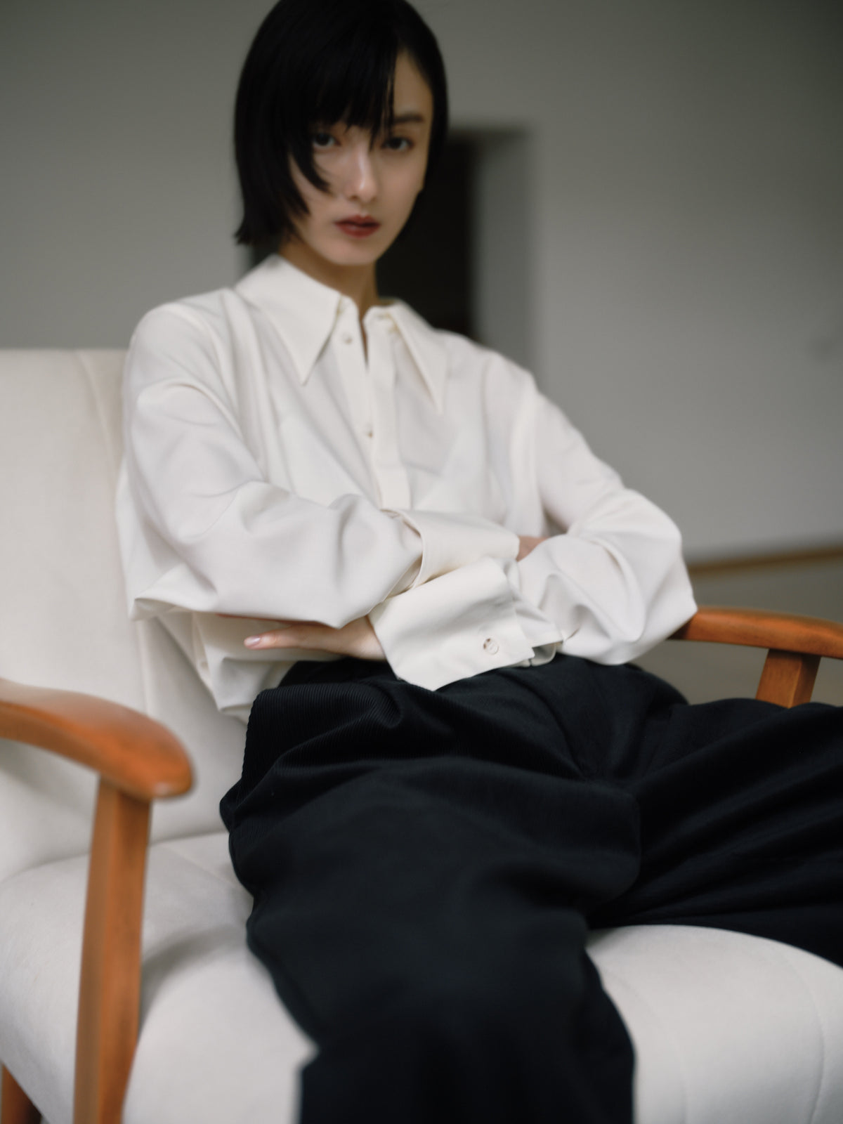 Silky Wool Dress Shirt［Ecru Ivory］