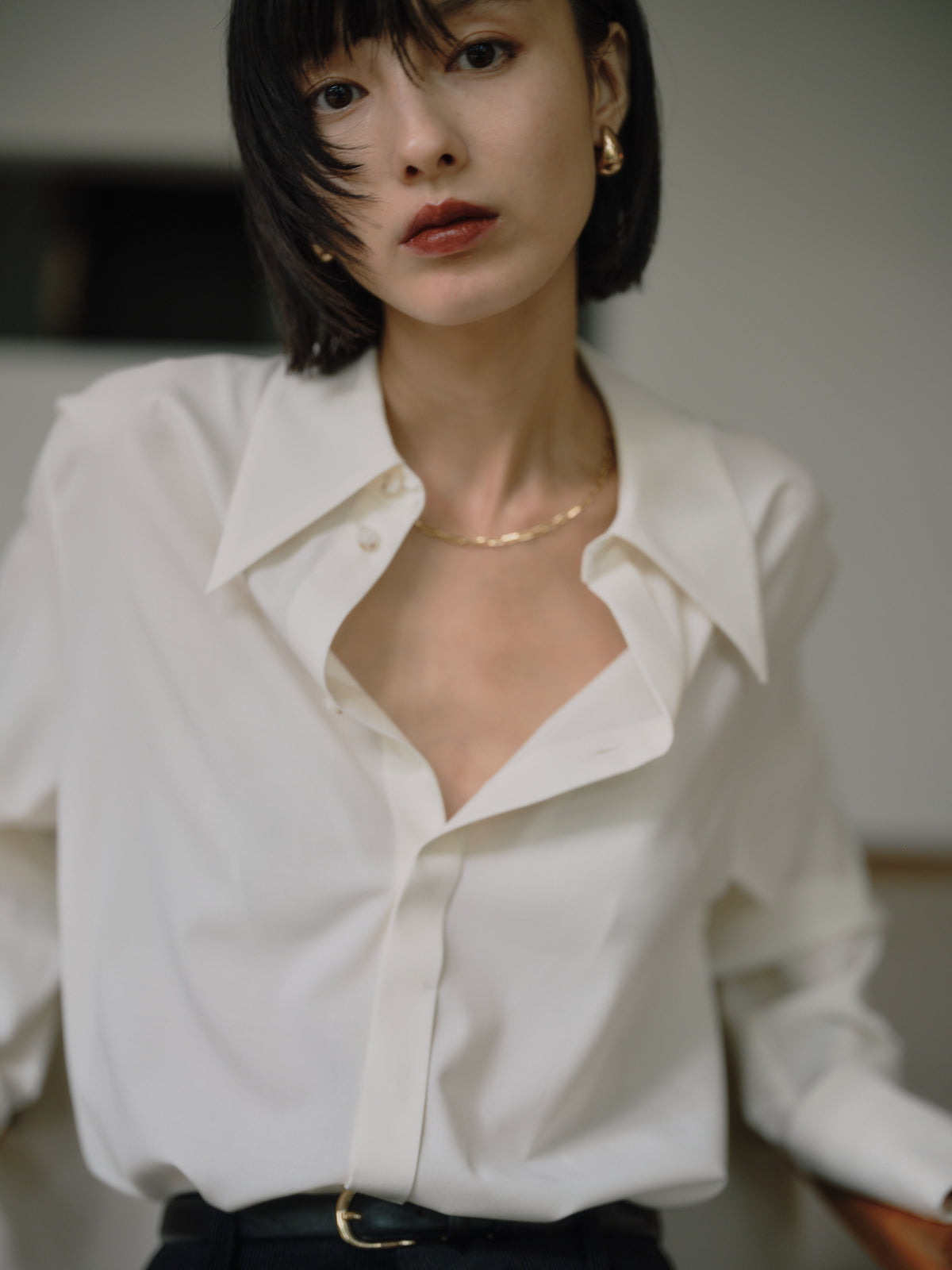 Silky Wool Dress Shirt［Ecru Ivory］