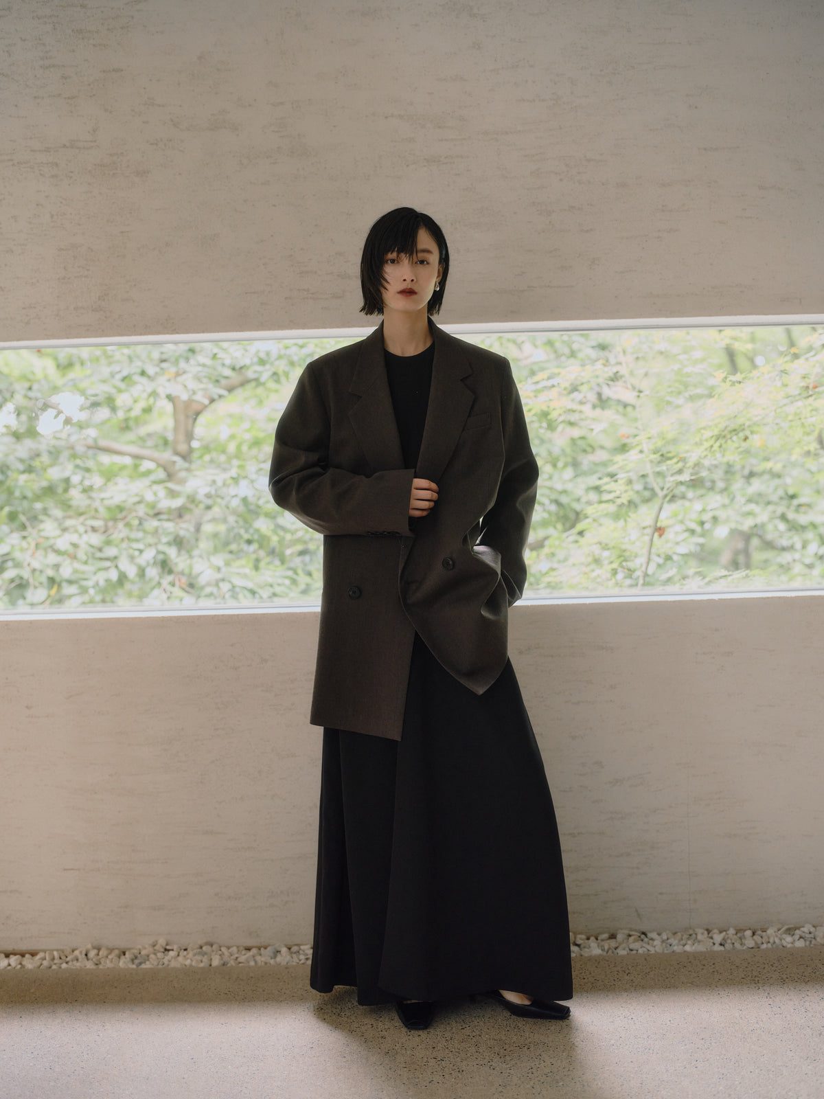 Deep Black Triacetate Twill Dress
