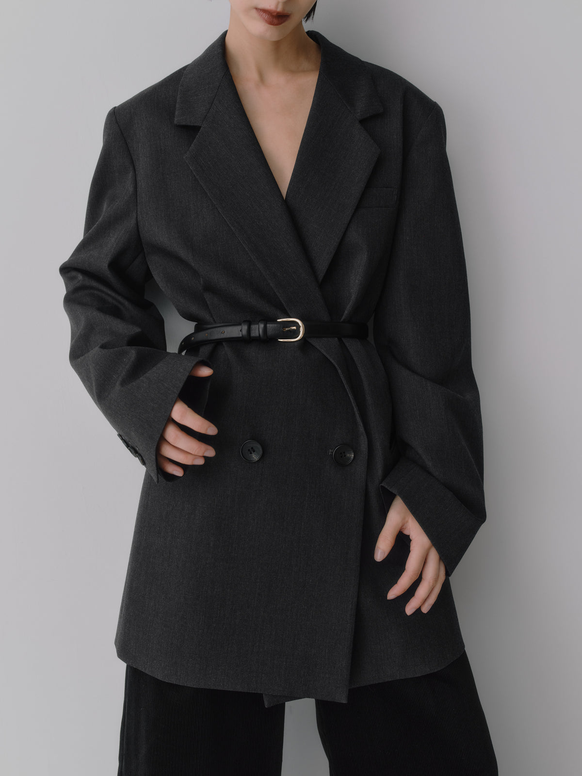 Wool Tailored Double-Breasted Jacket［Top Gray］