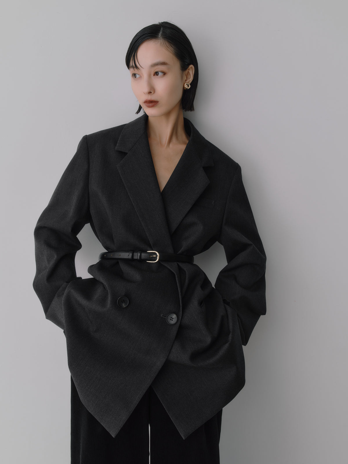 Wool Tailored Double-Breasted Jacket［Top Gray］