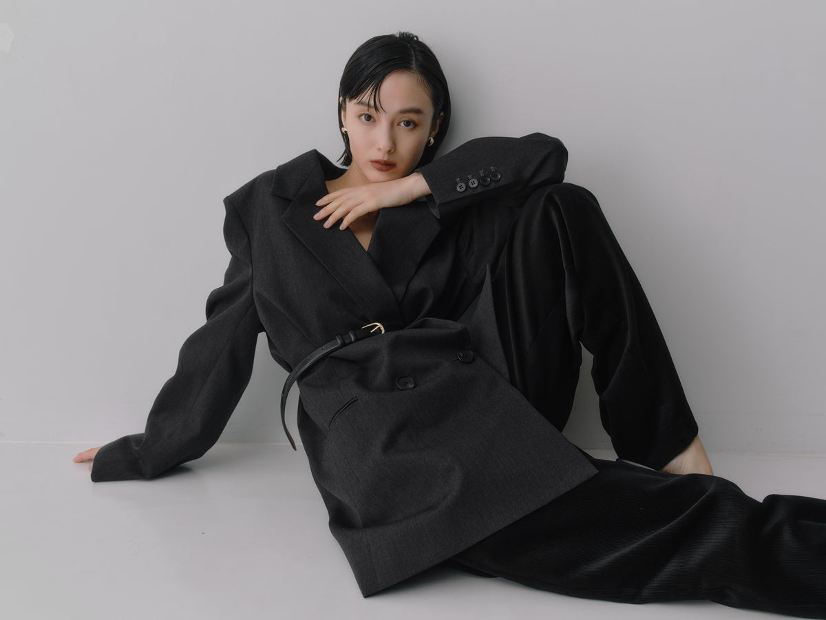 Corduroy Wide Straight Trousers/Brisbane Moss［Ink Black］
