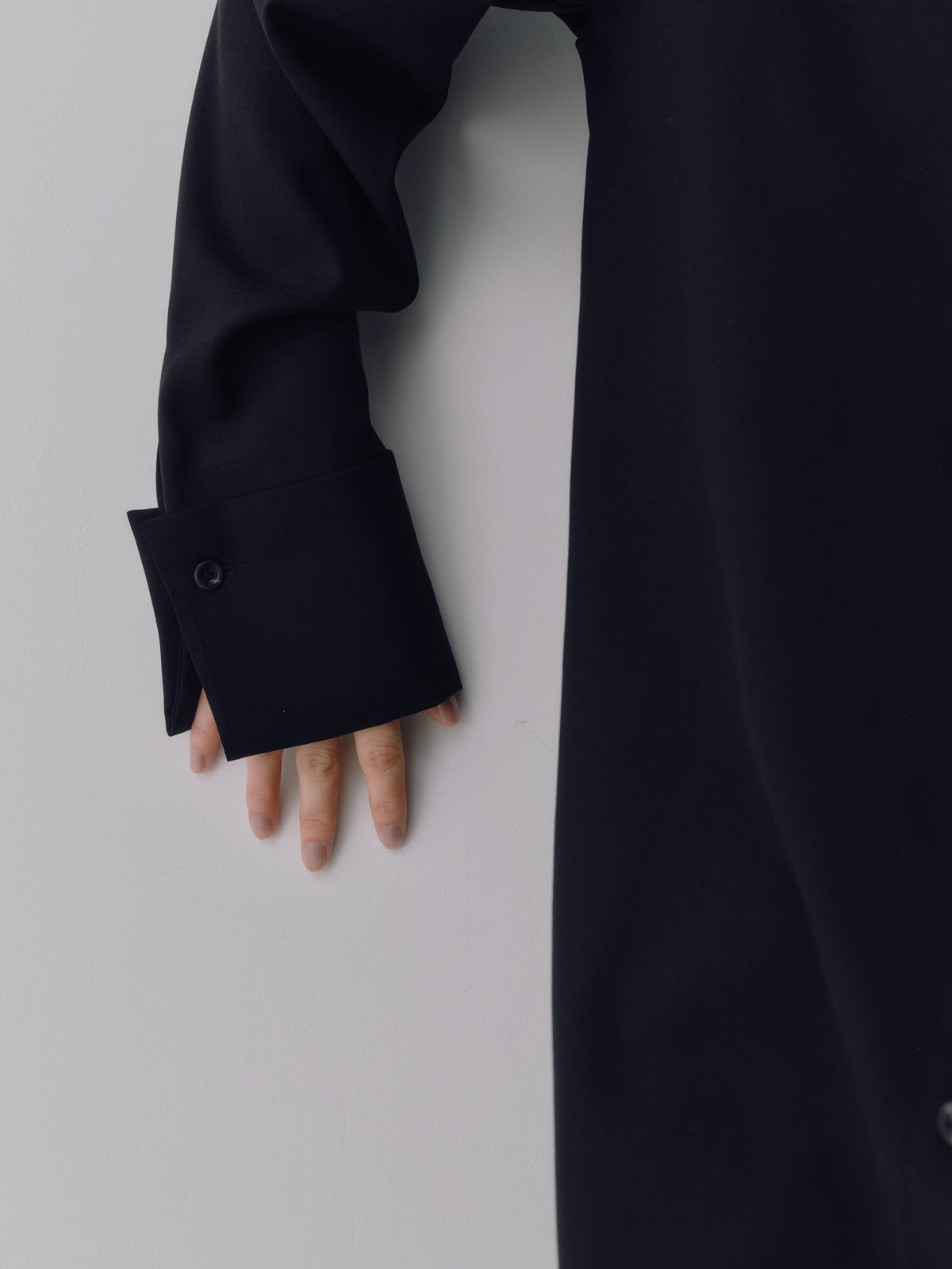 Silky Wool Dress Shirt［Navy］