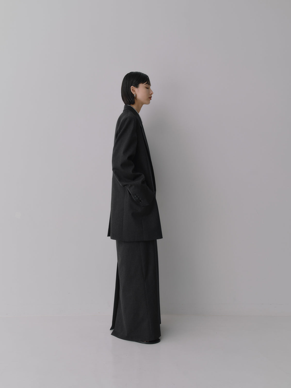 Wool Tailored I-Line Skirt［Top Gray］