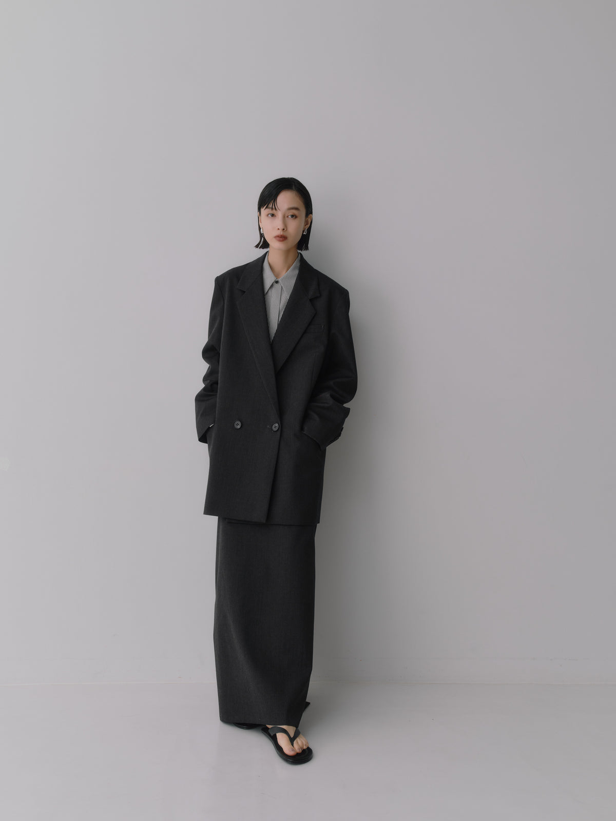 Wool Tailored Double-Breasted Jacket［Top Gray］