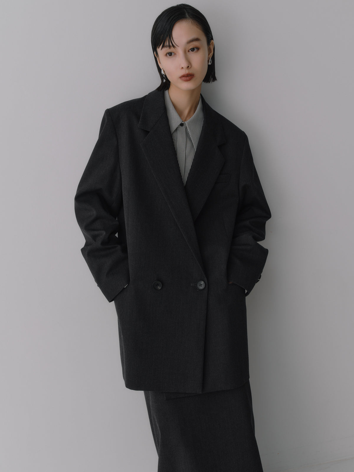 Wool Tailored Double-Breasted Jacket［Top Gray］