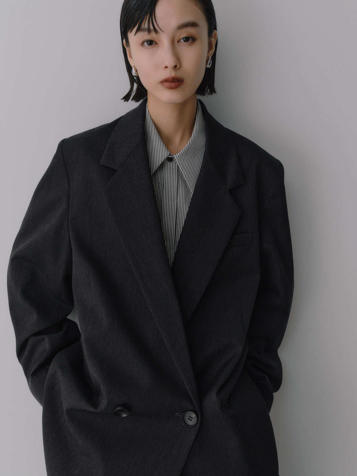 Wool Tailored Double-Breasted Jacket［Top Gray］