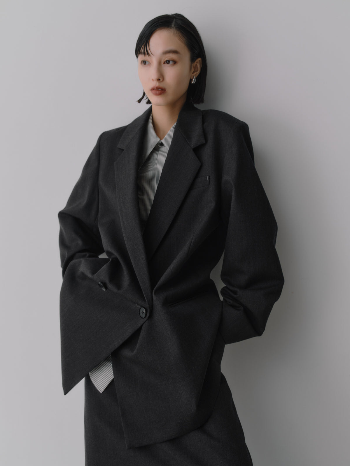 Wool Tailored Double-Breasted Jacket［Top Gray］
