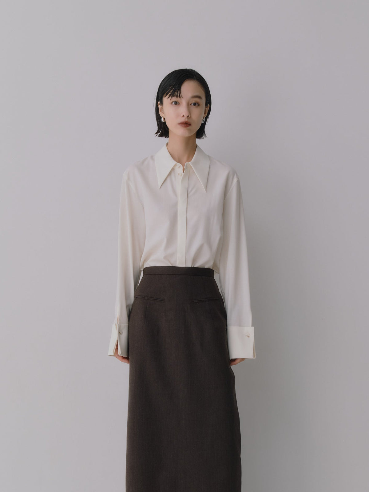 Silky Wool Dress Shirt［Ecru Ivory］