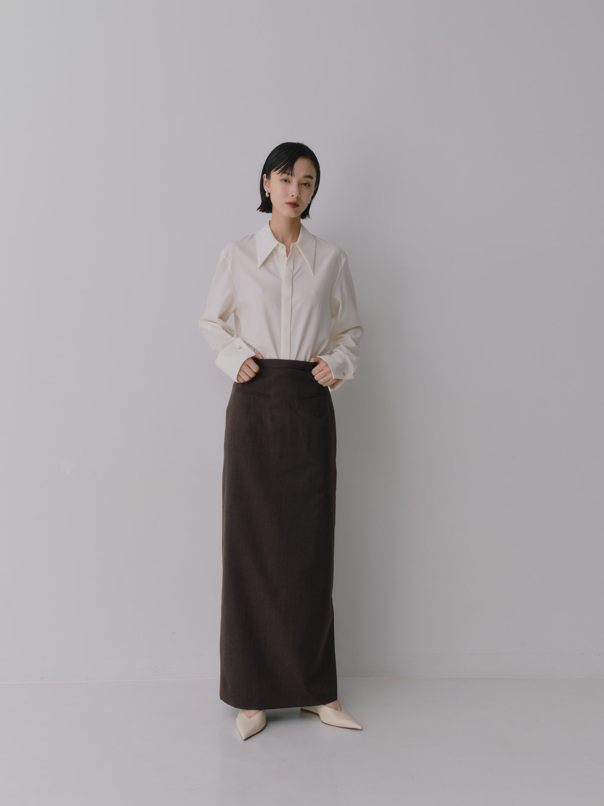 Silky Wool Dress Shirt［Ecru Ivory］