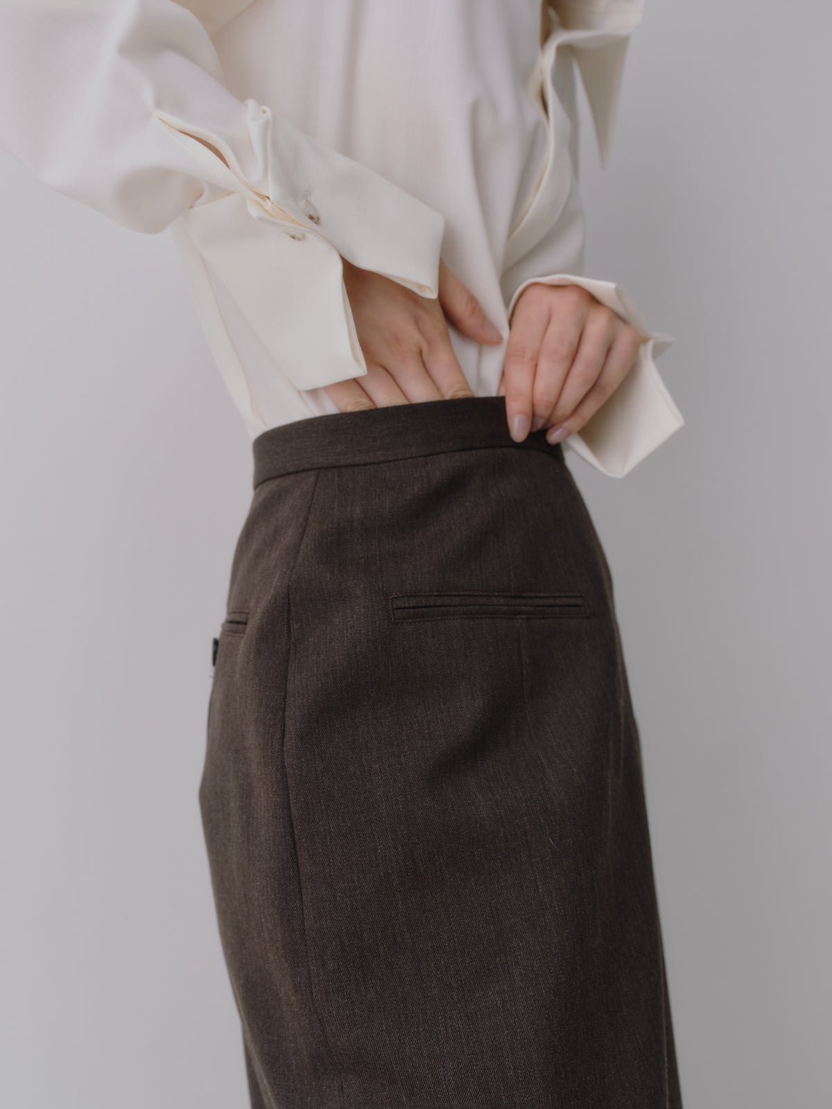 Wool Tailored I-Line Skirt［Top Brown］
