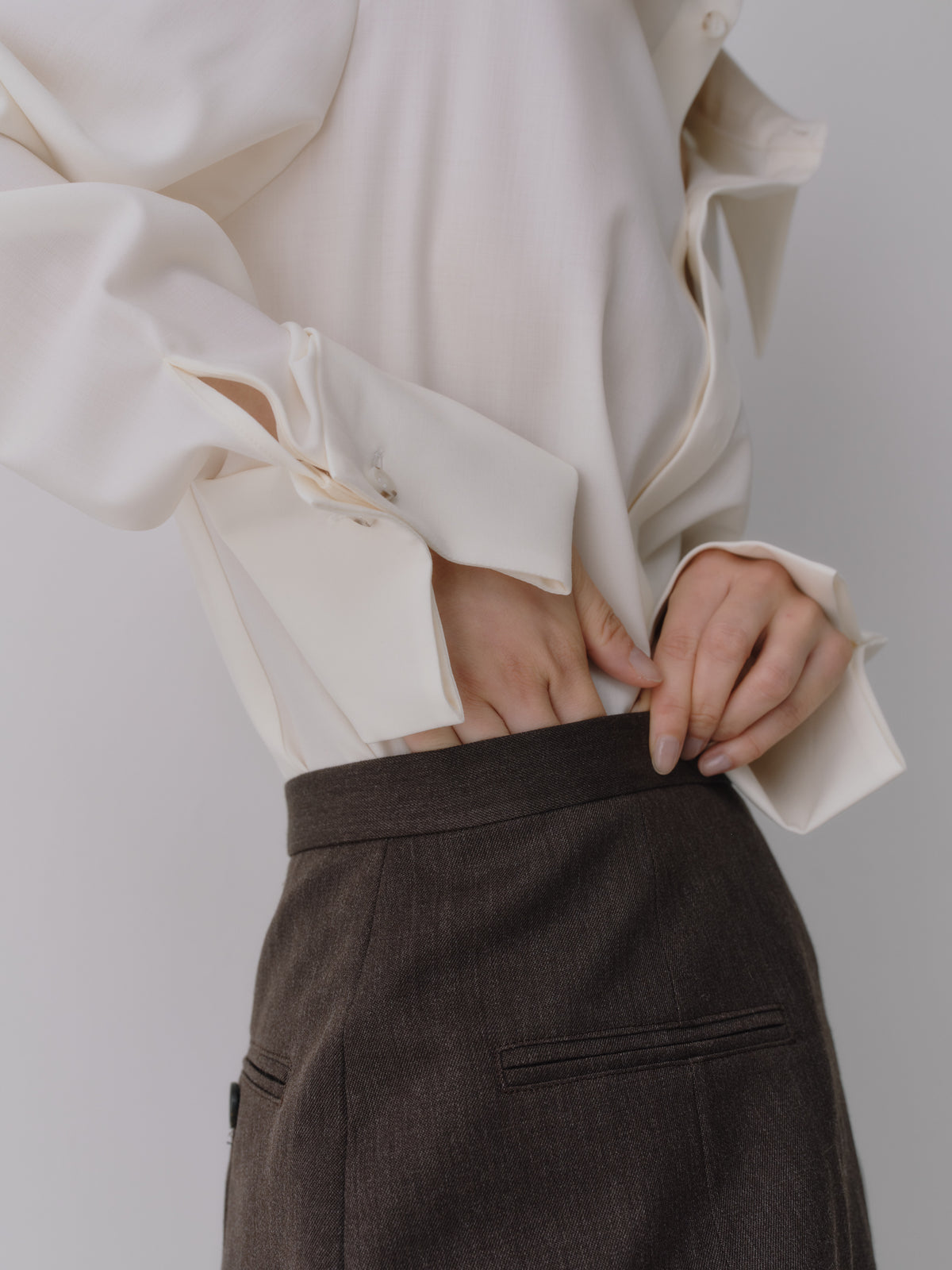 Silky Wool Dress Shirt［Ecru Ivory］