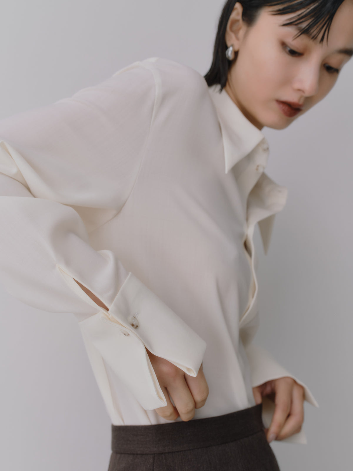 Silky Wool Dress Shirt［Ecru Ivory］