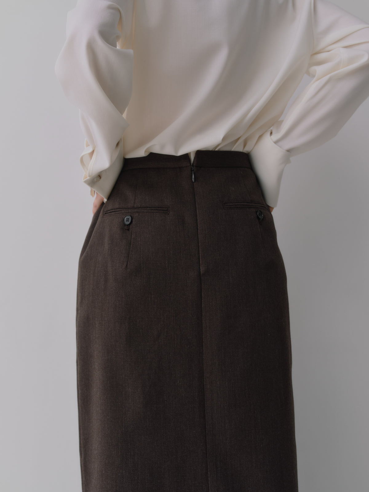 Wool Tailored I-Line Skirt［Top Gray］