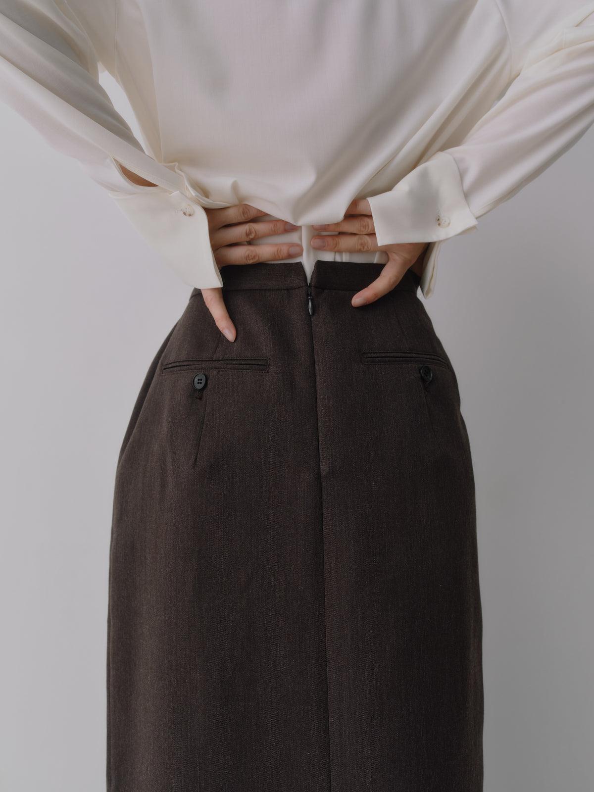 Wool Tailored I-Line Skirt［Top Brown］