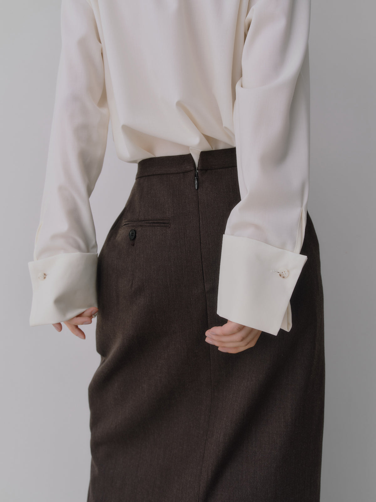 Wool Tailored I-Line Skirt［Top Brown］