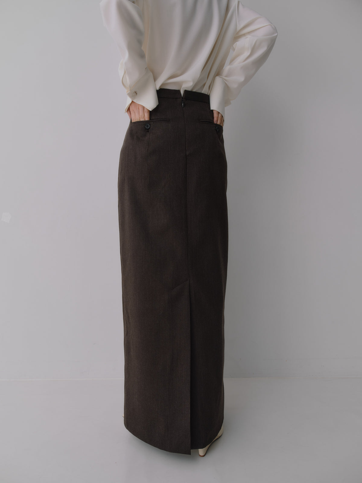 Wool Tailored I-Line Skirt［Top Brown］