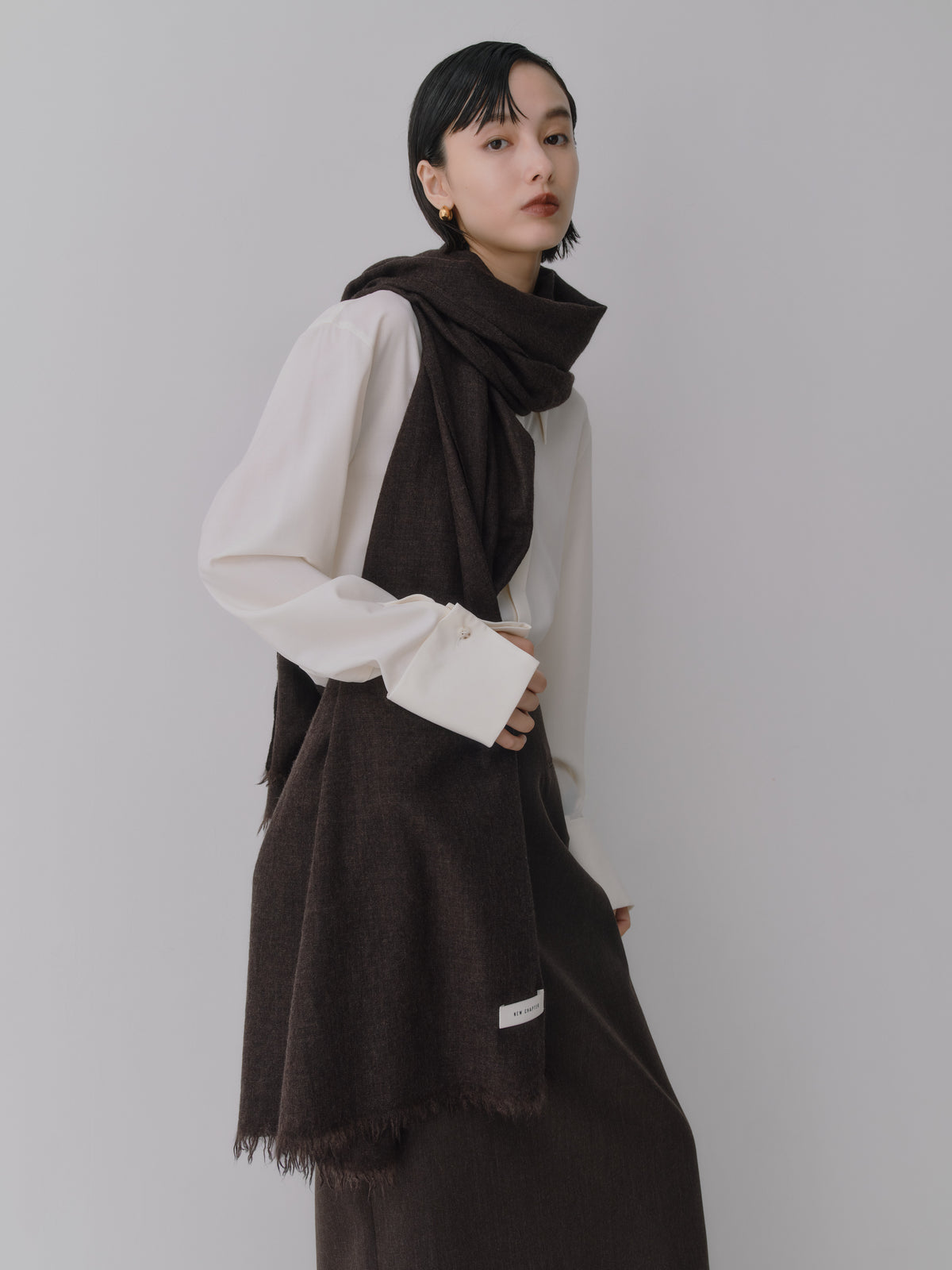 Silky Super Fine Wool Stole［Top Brown］