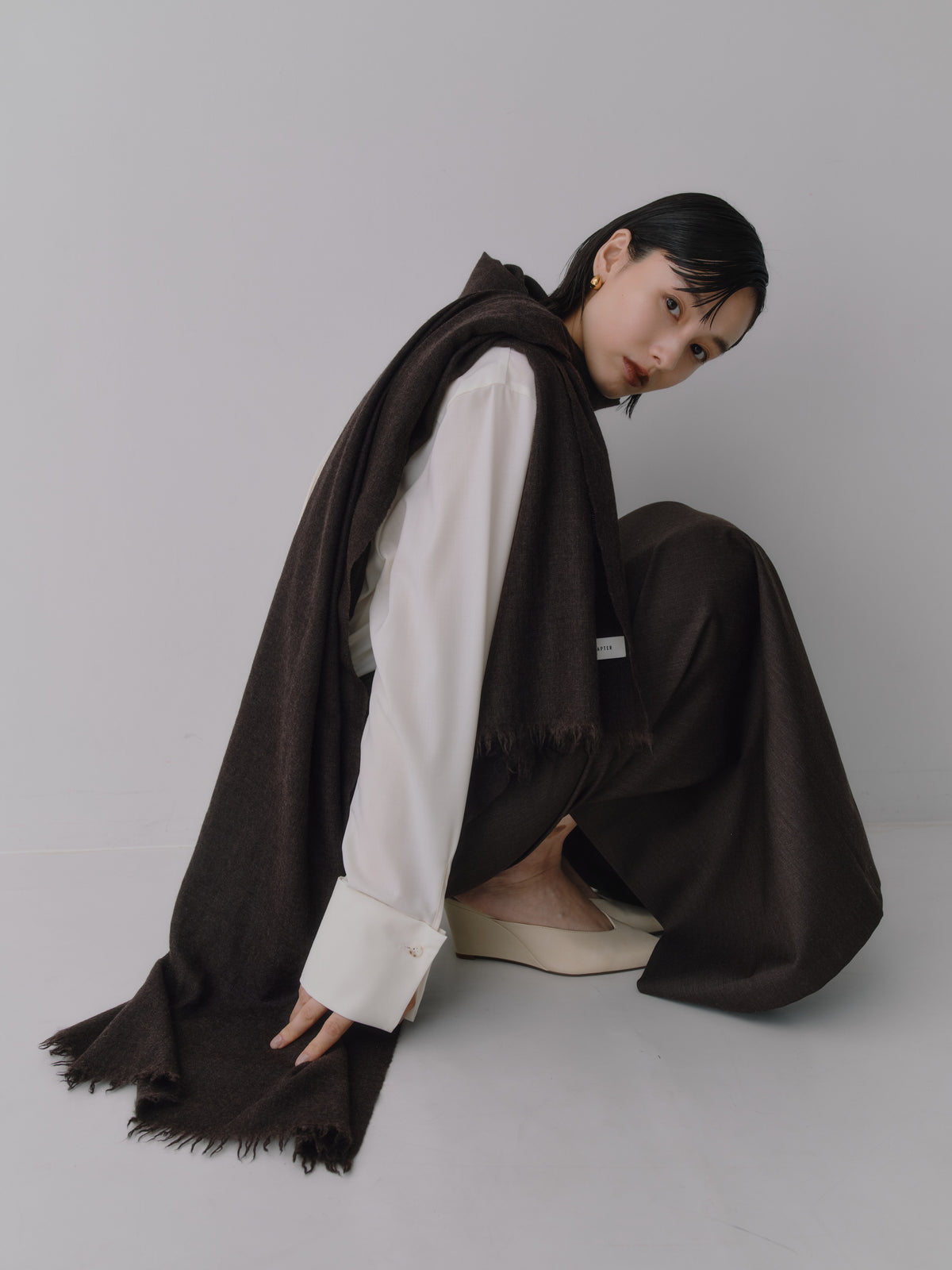 Silky Super Fine Wool Stole［Top Brown］