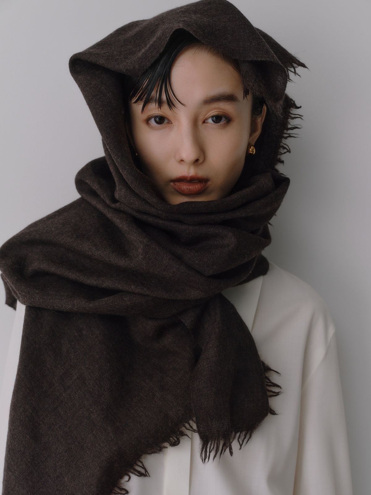 Silky Super Fine Wool Stole［Top Brown］