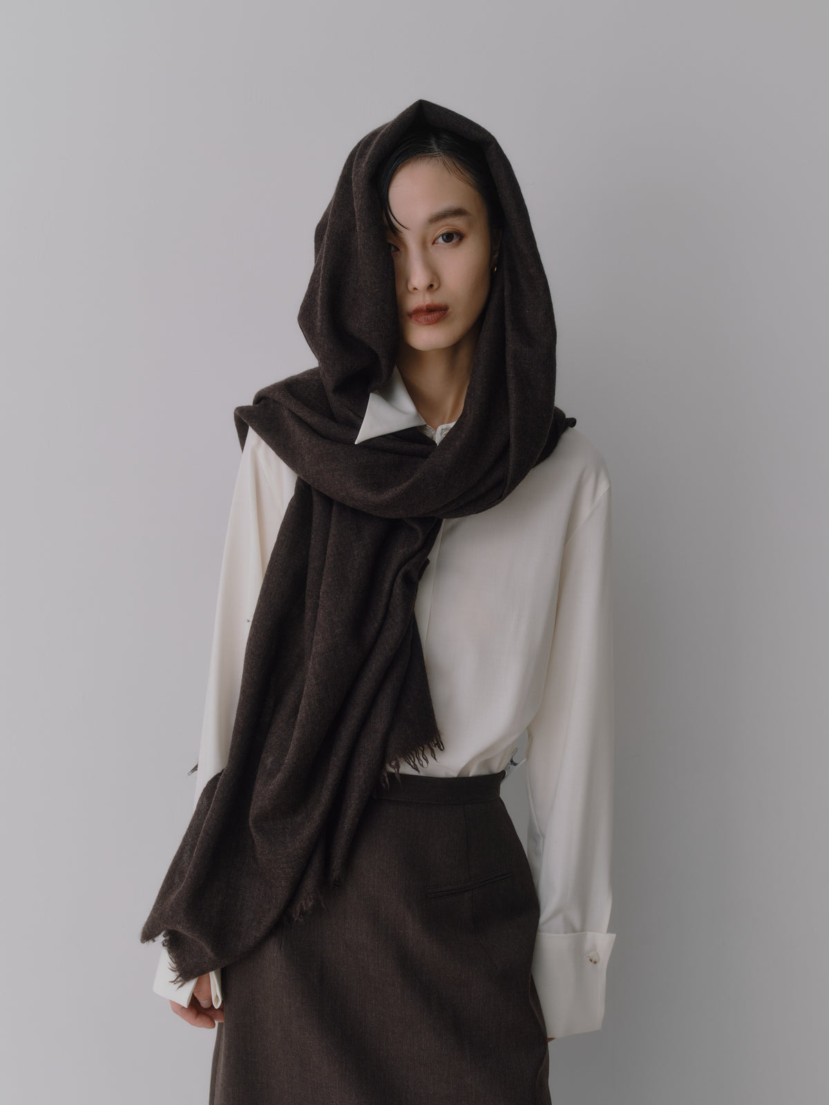 Silky Super Fine Wool Stole［Top Brown］