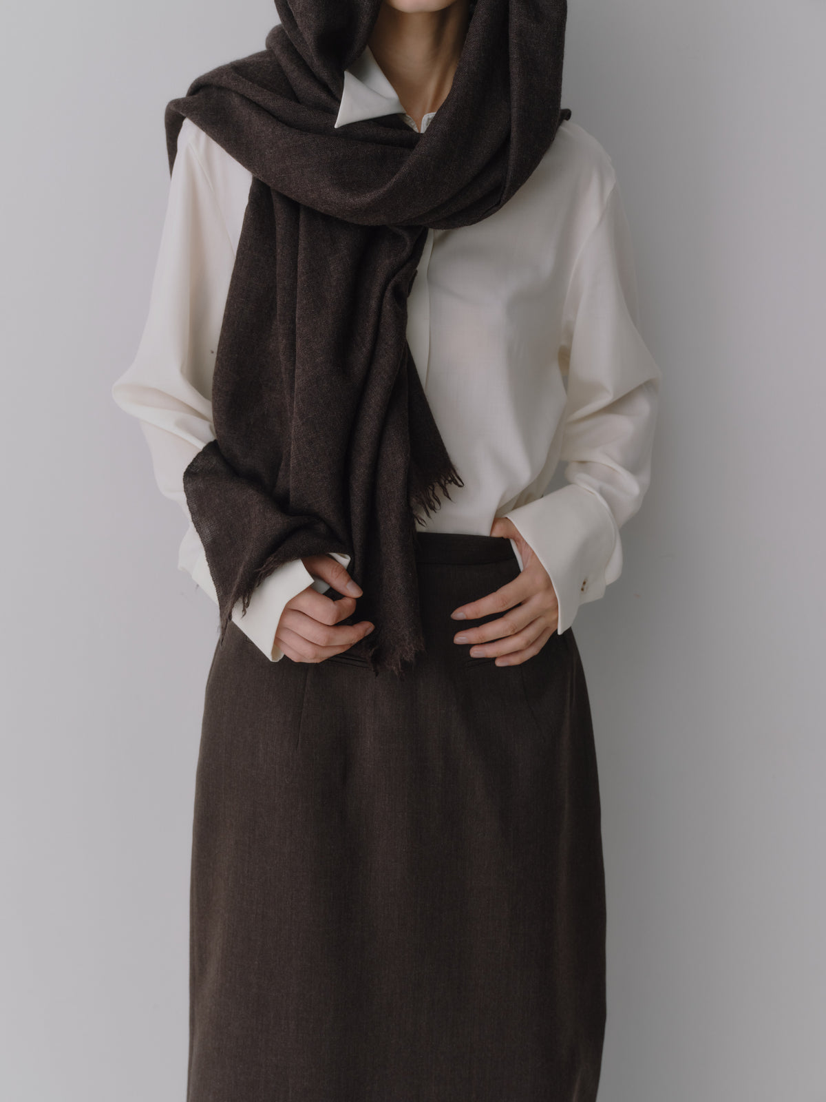Silky Super Fine Wool Stole［Top Brown］