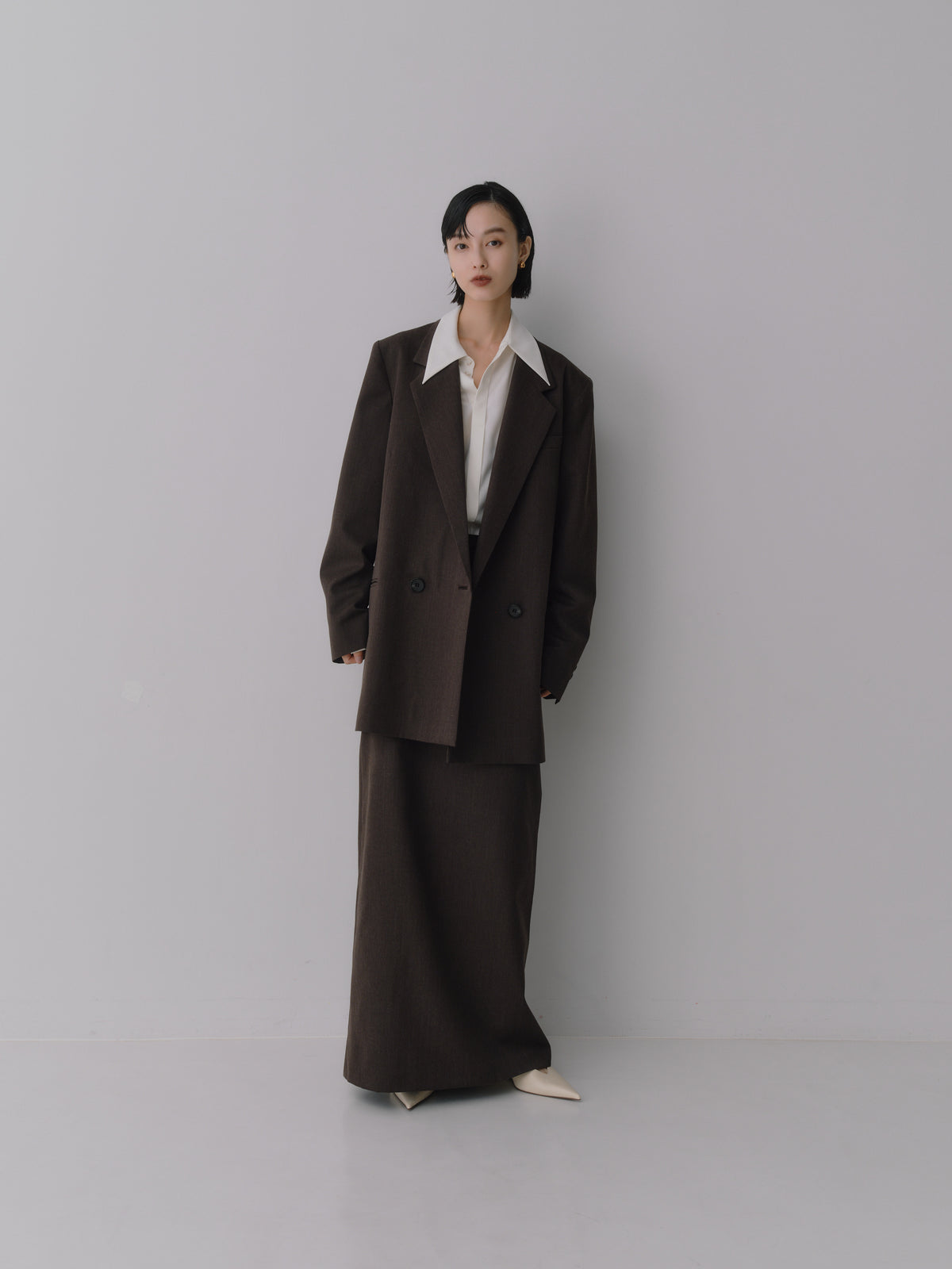 Wool Tailored Double-Breasted Jacket［Top Brown］