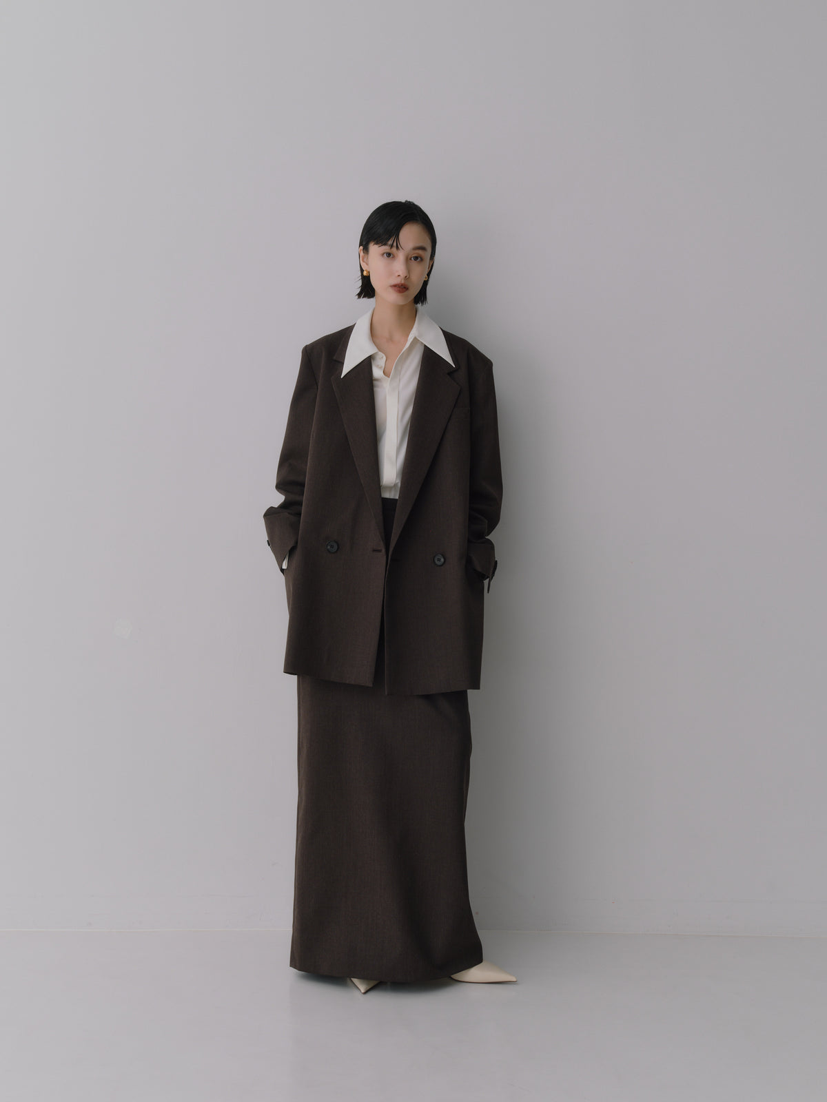 Wool Tailored Double-Breasted Jacket［Top Brown］