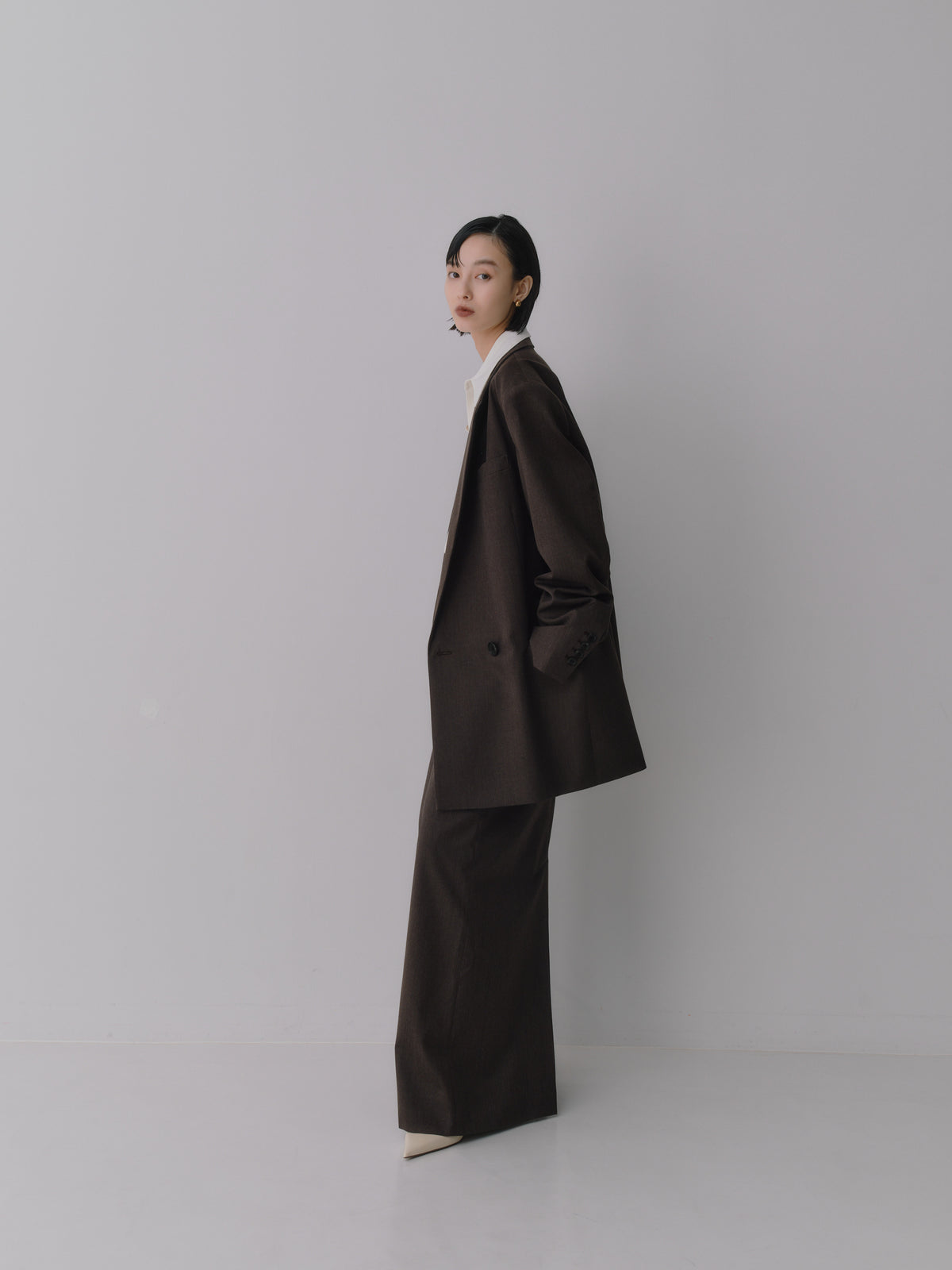 Wool Tailored Double-Breasted Jacket［Top Brown］